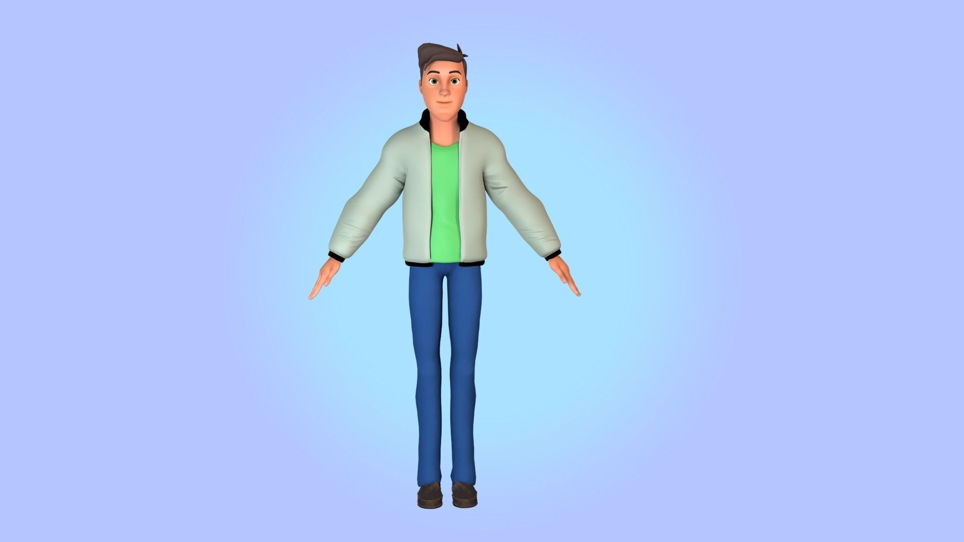 Cartoon man rigged Low-poly 3D model_30