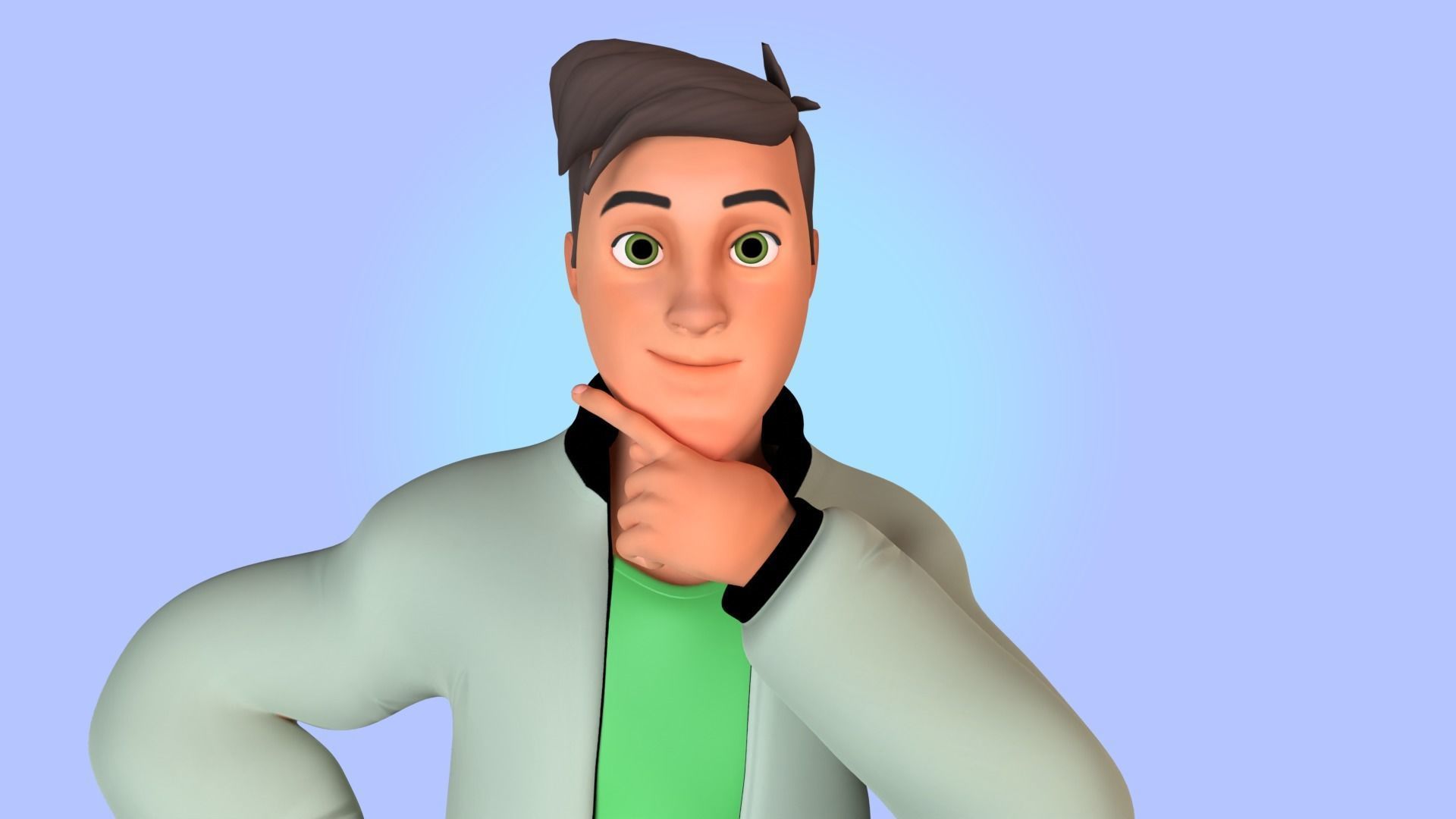 Cartoon man rigged Low-poly 3D model_14