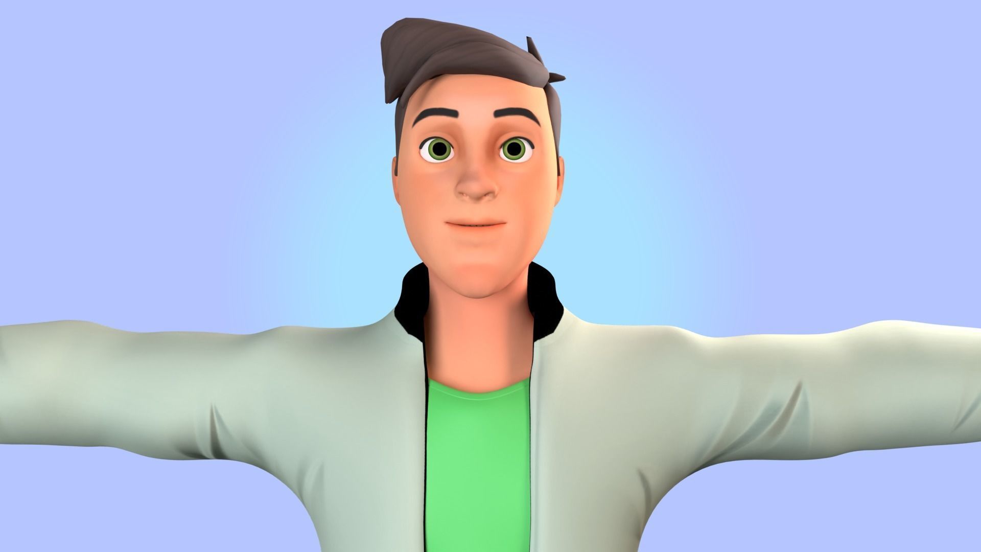 Cartoon man rigged Low-poly 3D model_18