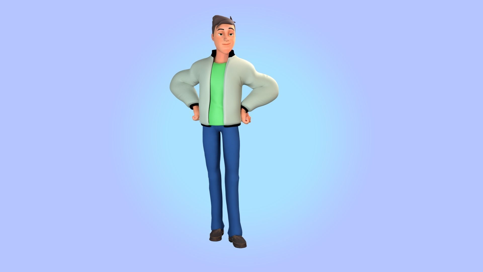 Cartoon man rigged Low-poly 3D model_5