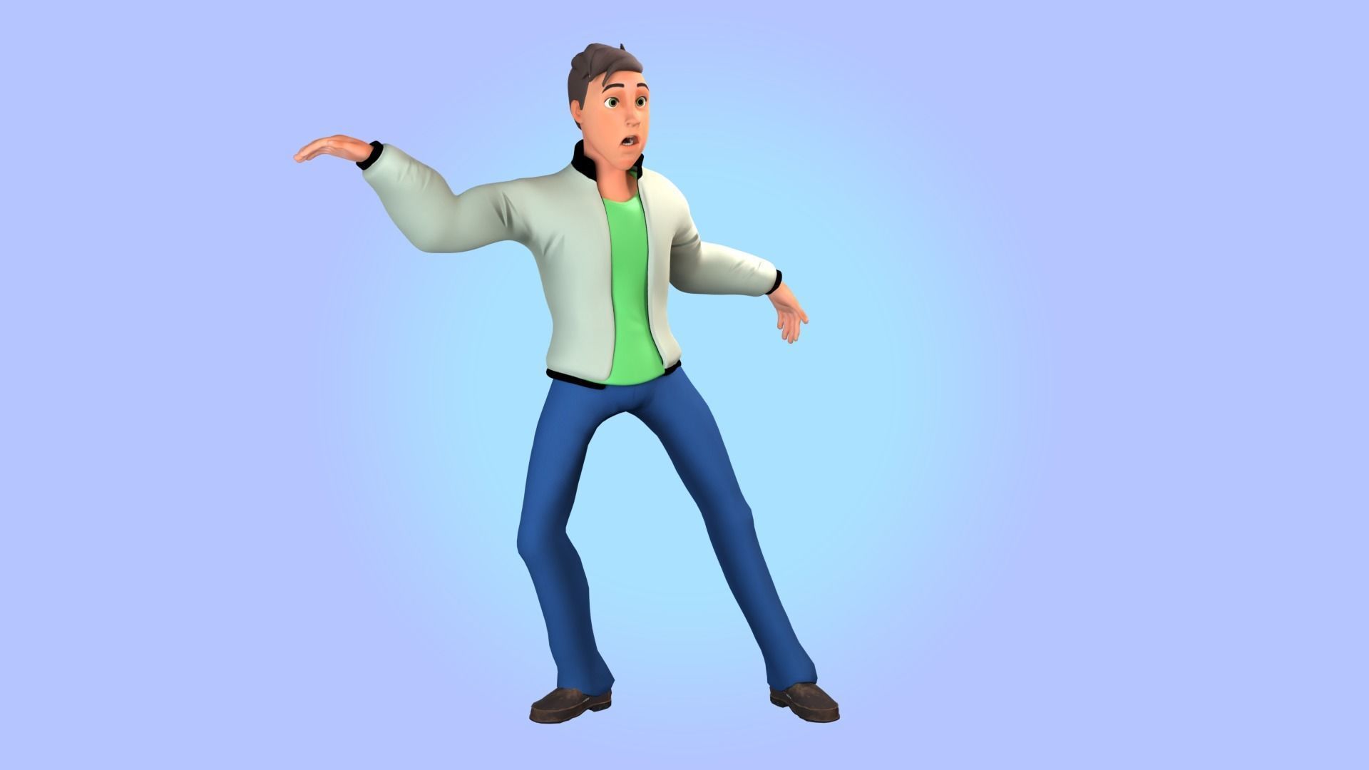 Cartoon man rigged Low-poly 3D model_2