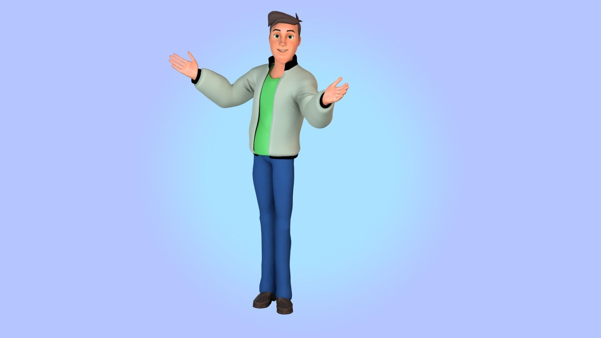 Cartoon man rigged Low-poly 3D model_3