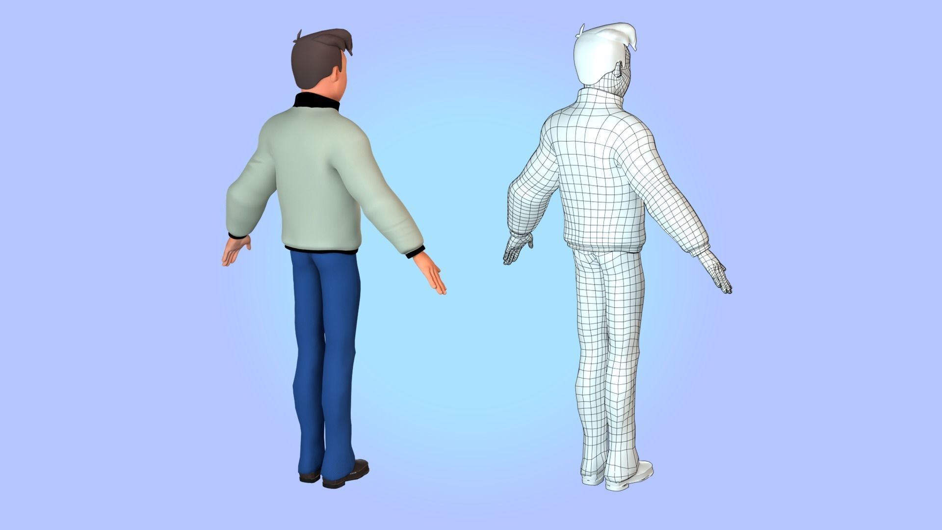 Cartoon man rigged Low-poly 3D model_28