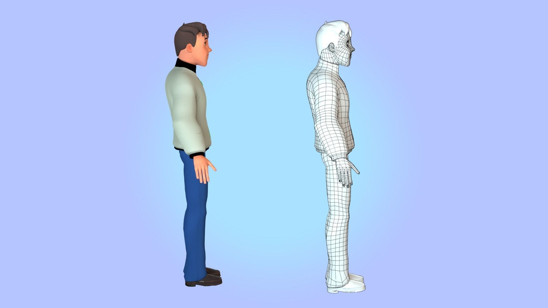 Cartoon man rigged Low-poly 3D model_27