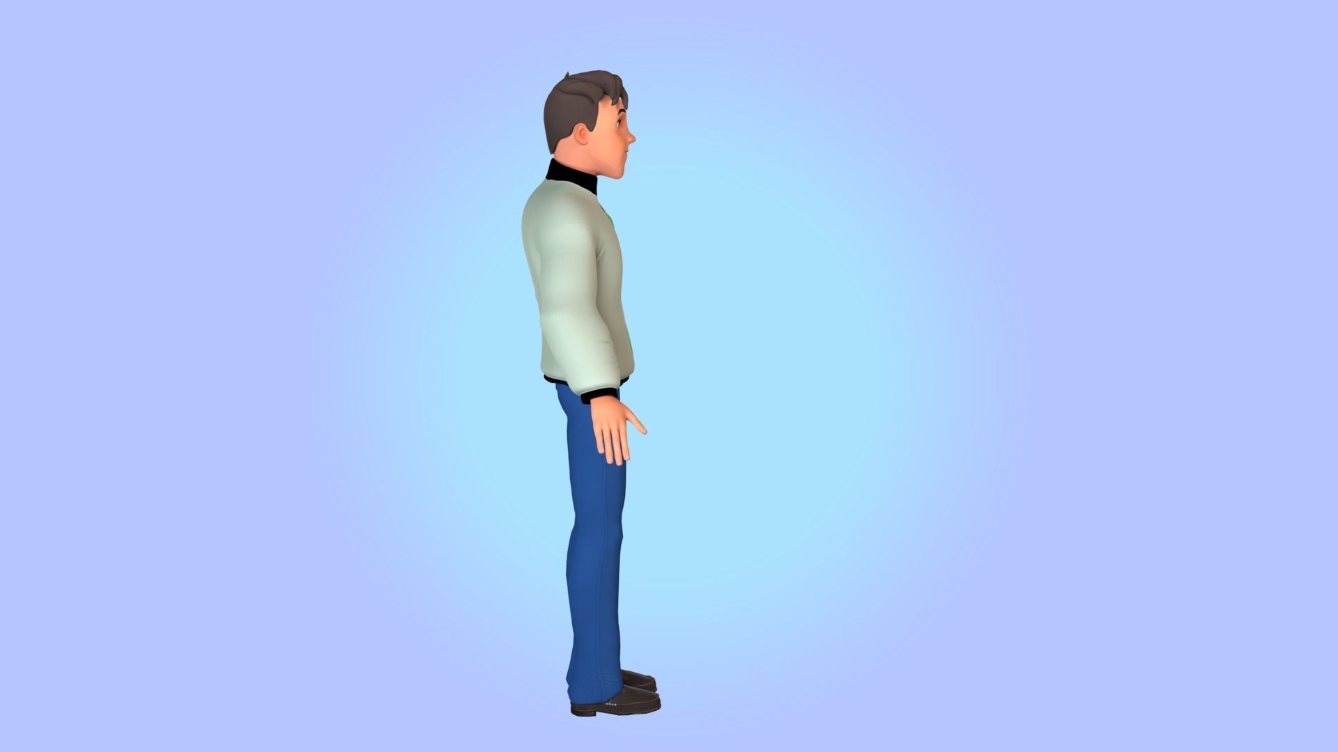 Cartoon man rigged Low-poly 3D model_35