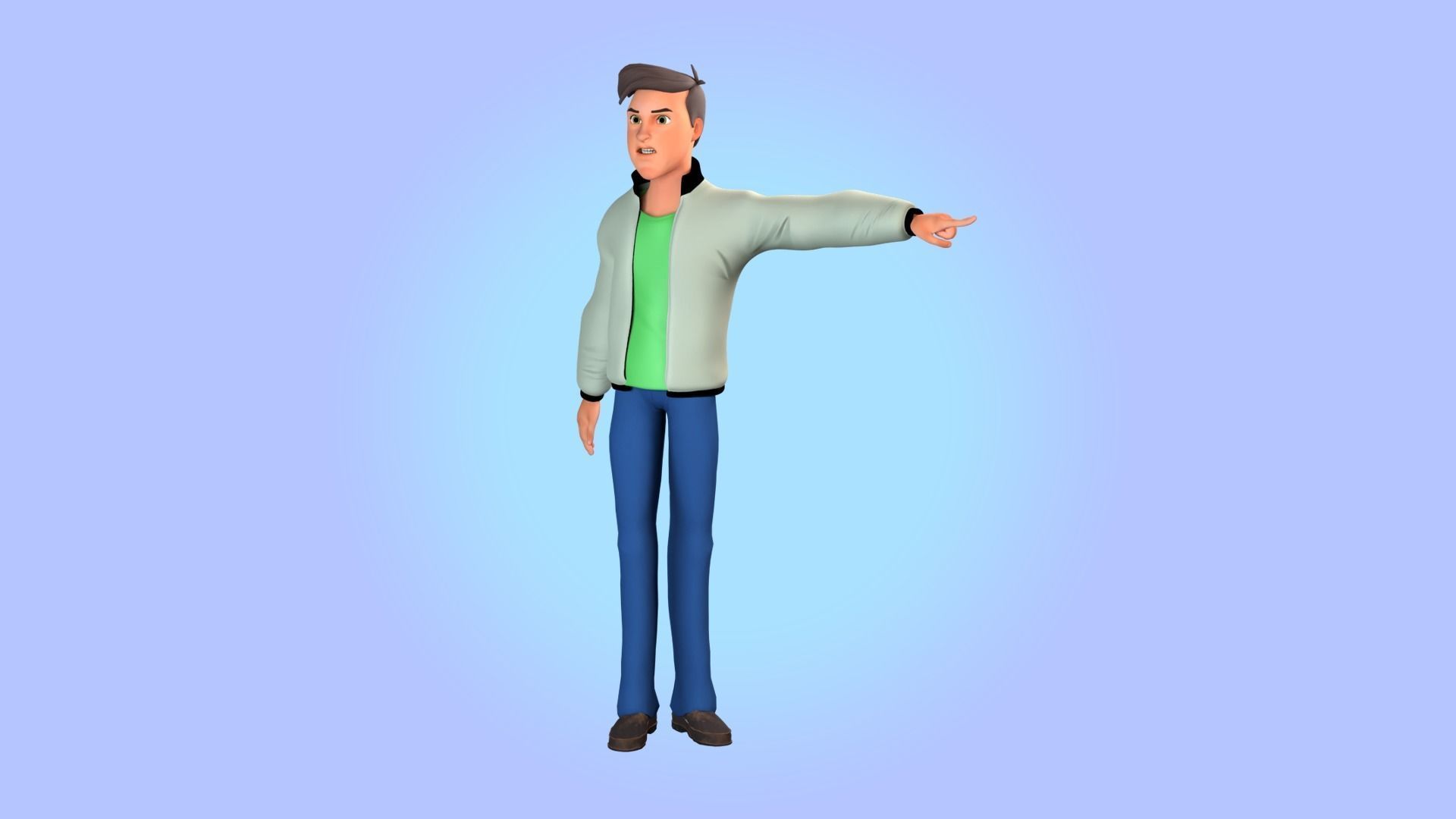 Cartoon man rigged Low-poly 3D model_4