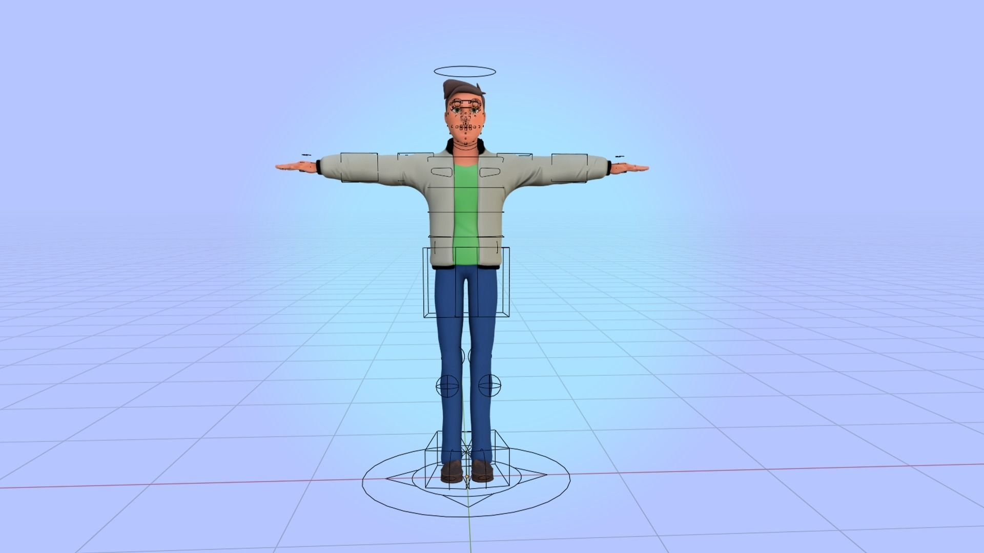 Cartoon man rigged Low-poly 3D model_17