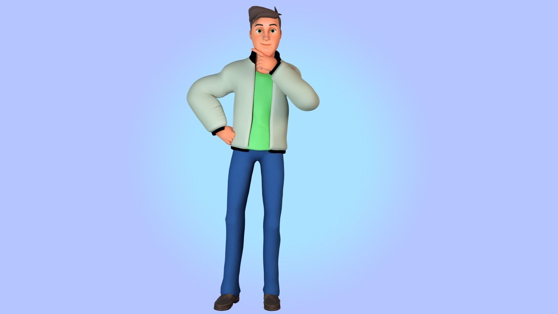Cartoon man rigged Low-poly 3D model_13