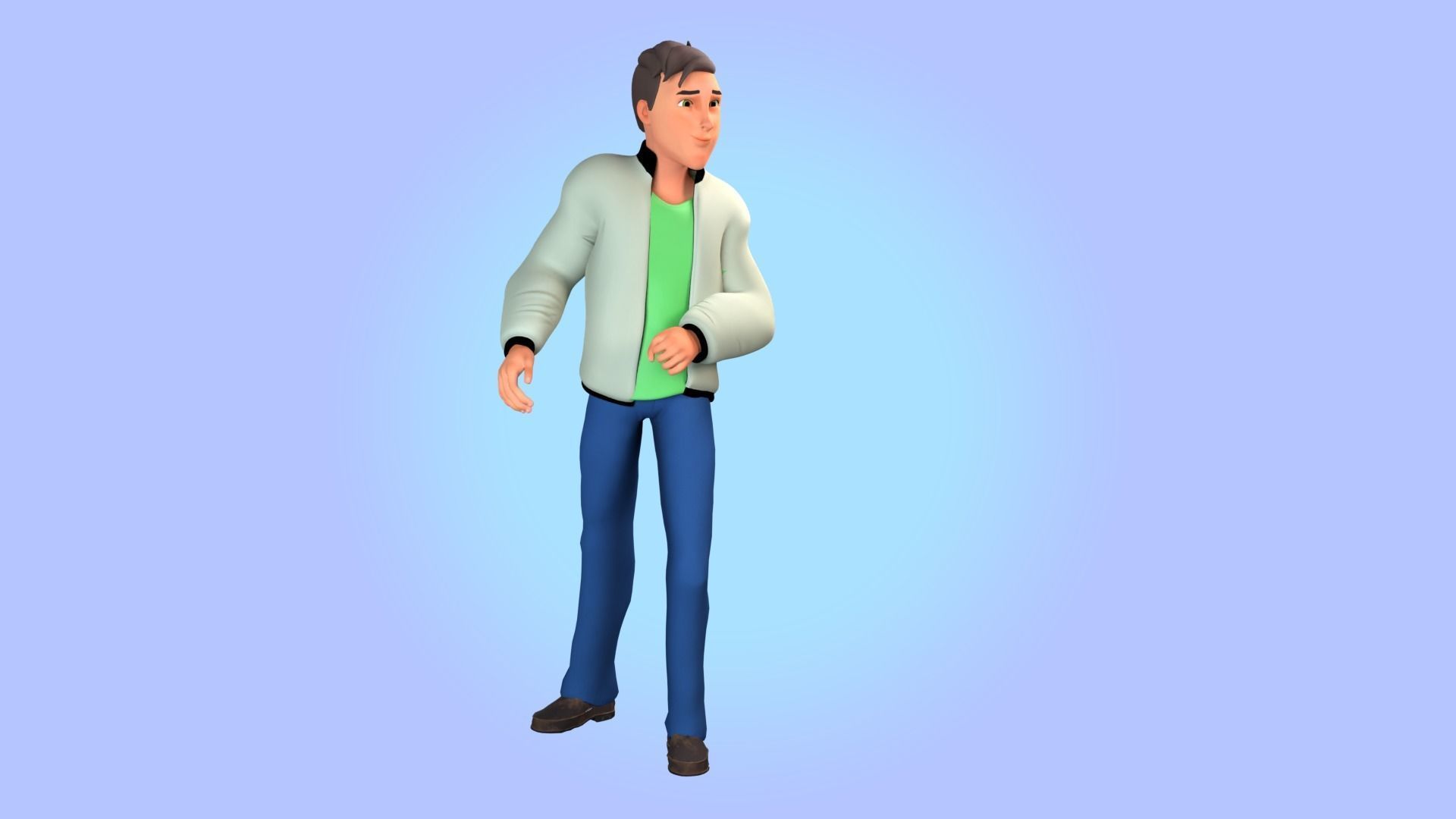 Cartoon man rigged Low-poly 3D model_6