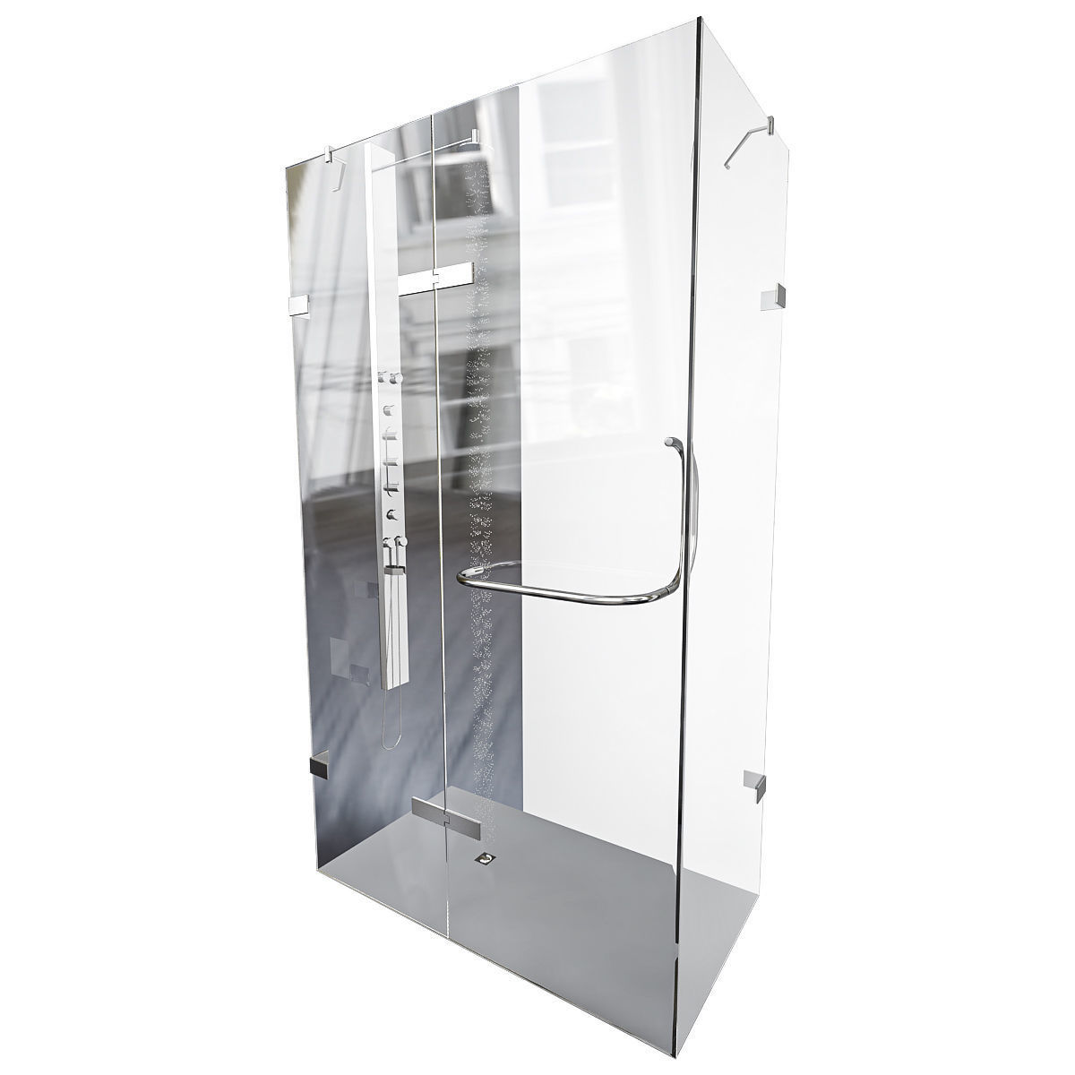 Monteray  H Frameless Rectangle Hinged 3D model_1