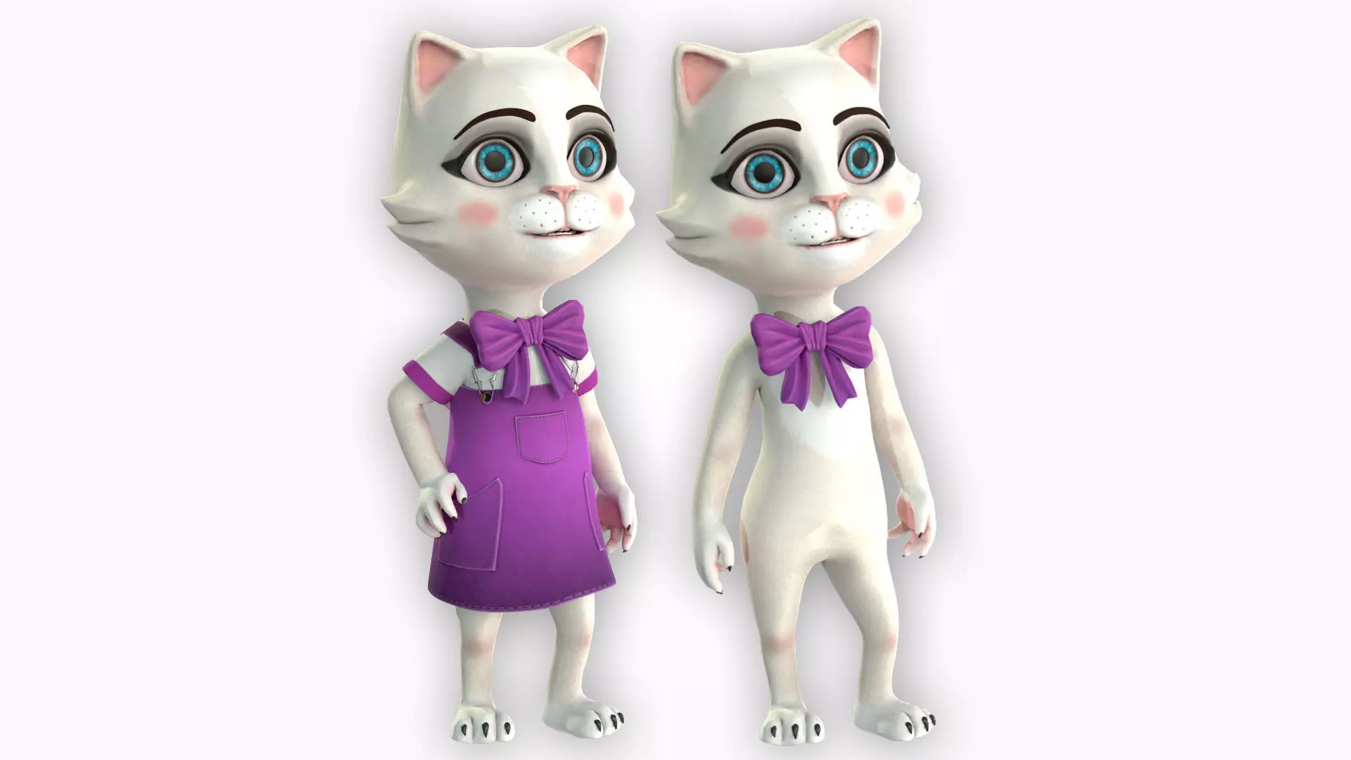 Cartoon Cat Girl 3D Model Collection_0