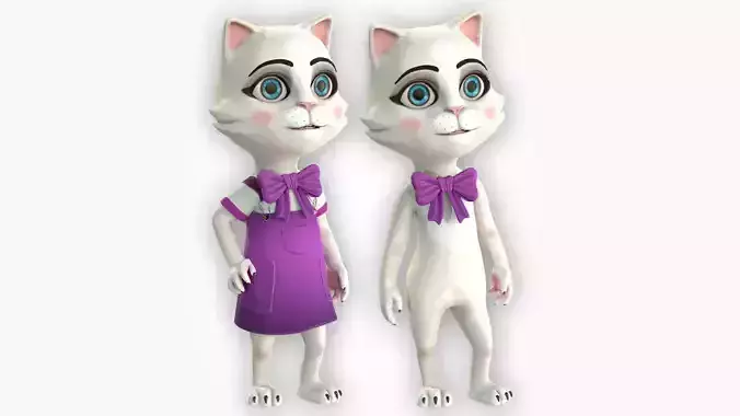 Cartoon Cat Girl 3D Model Collection
