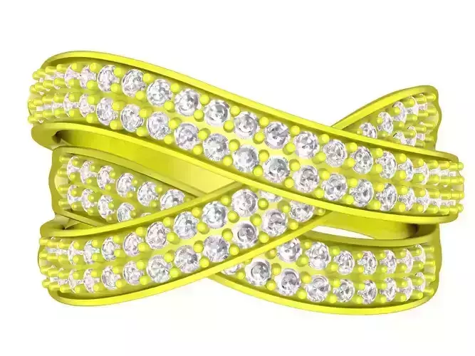 Luxury Crossover Pave Diamond Ring Jewelry 3D Model 4508 3D print model