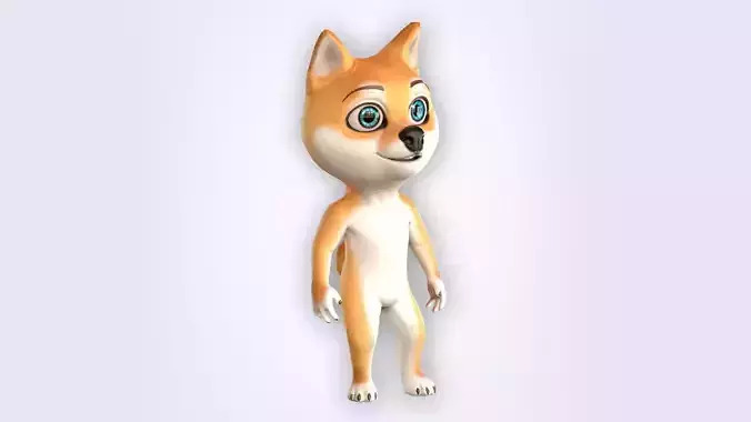 Cartoon Dog Nature Low-poly 3D model