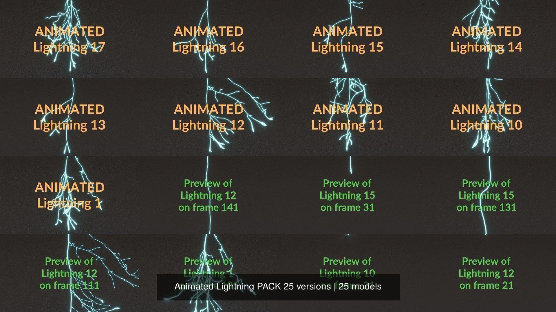 Animated Lightning PACK 25 versions 3D Model Collection_2