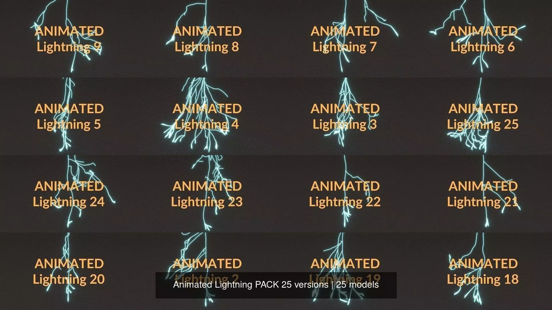 Animated Lightning PACK 25 versions 3D Model Collection_0