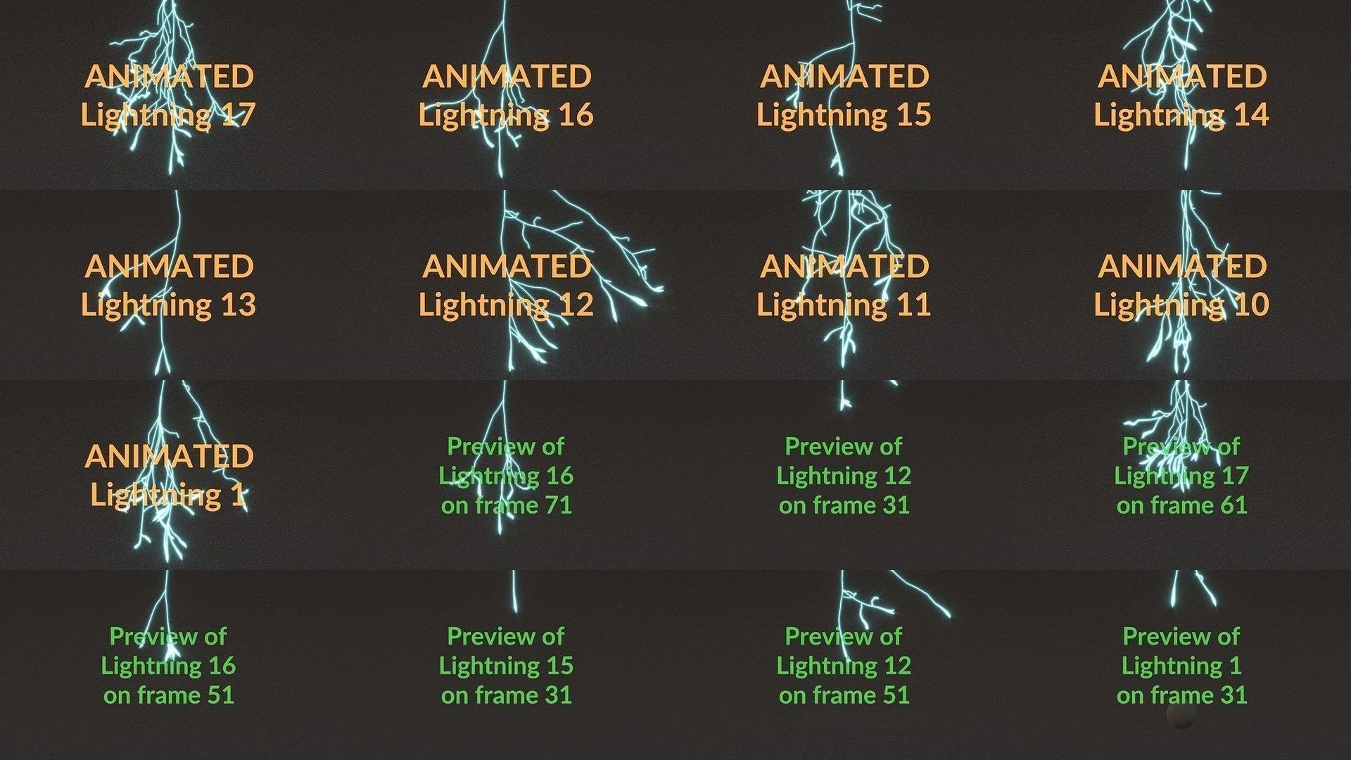 Animated Lightning PACK 25 versions 3D Model Collection_1
