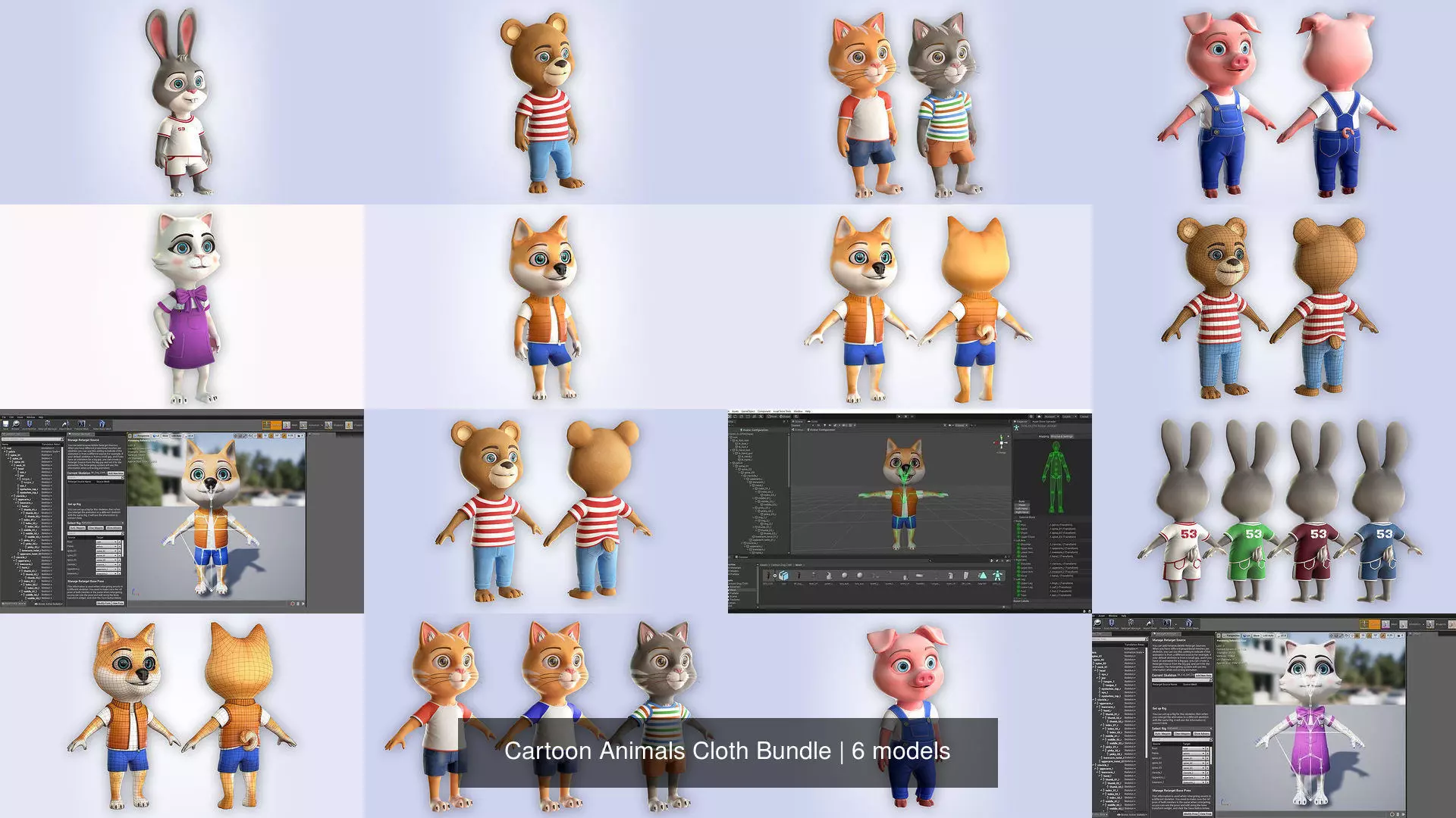 Cartoon Animals Cloth Bundle 3D Model Collection_13