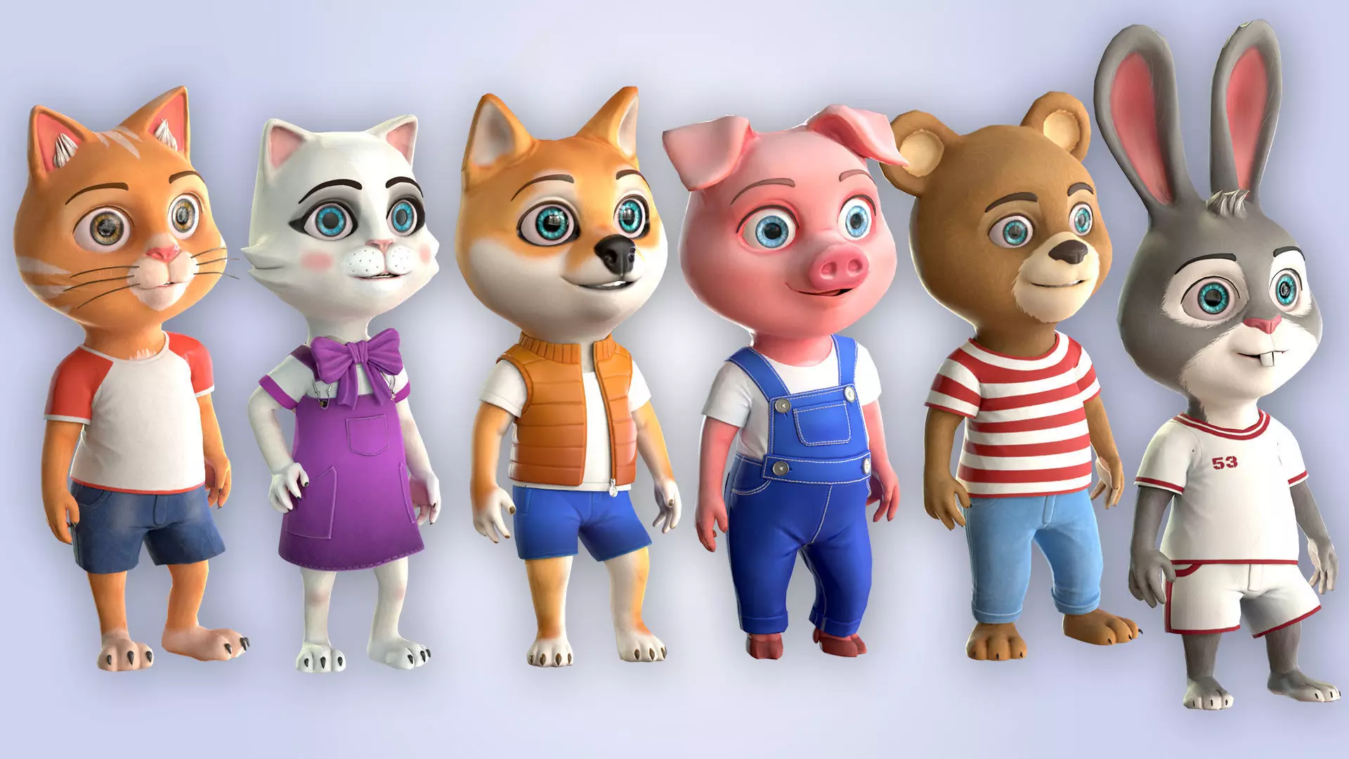 Cartoon Animals Cloth Bundle 3D Model Collection_0