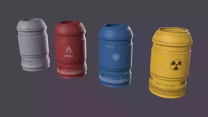 Sci-FI Barrel Low-poly 3D model