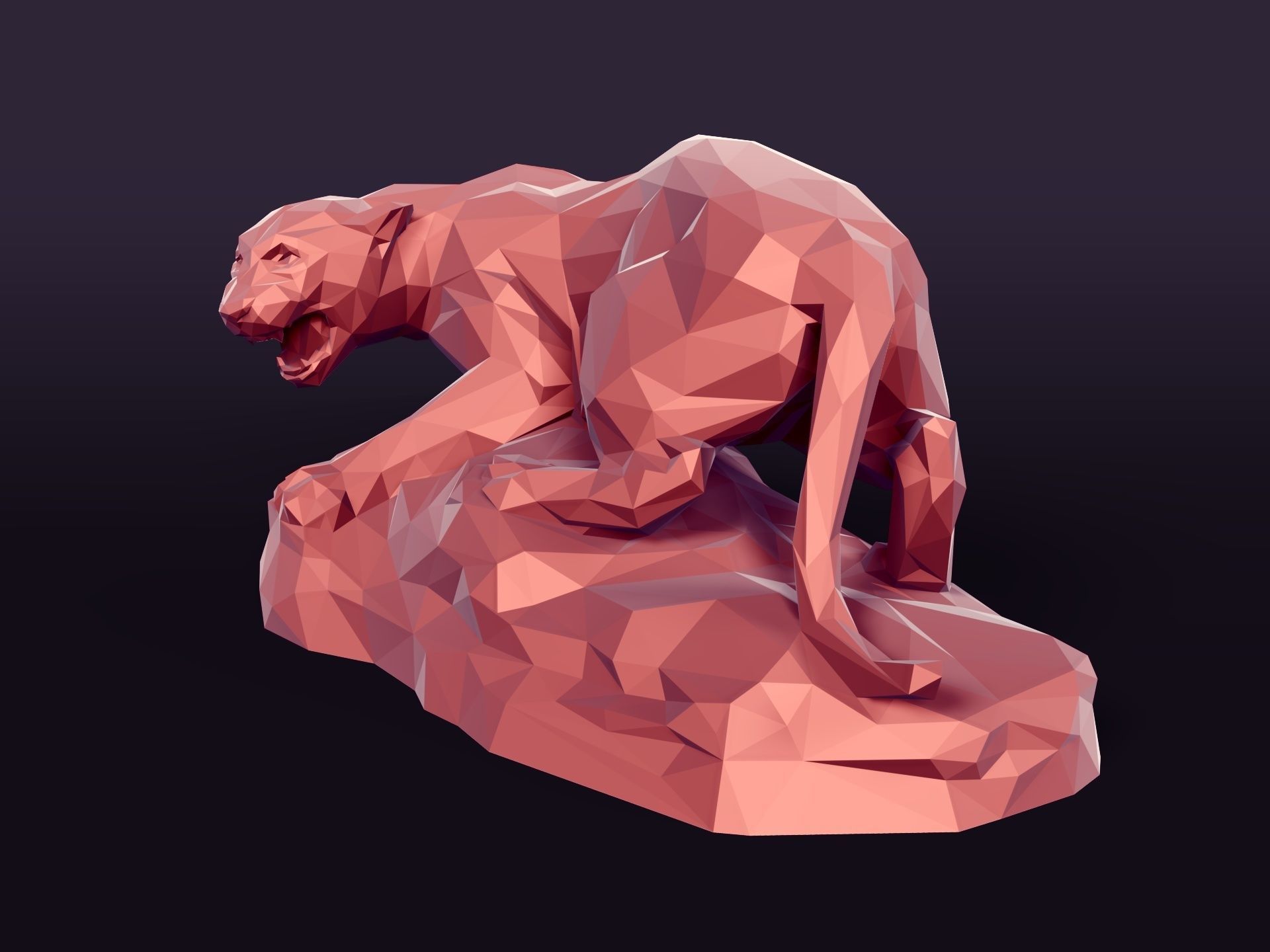 LowPoly Panther Figurine 3D model 3D printable | CGTrader