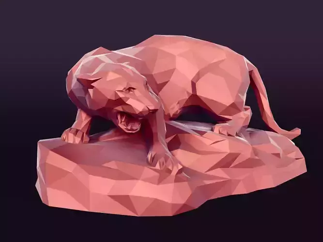 LowPoly Panther Figurine