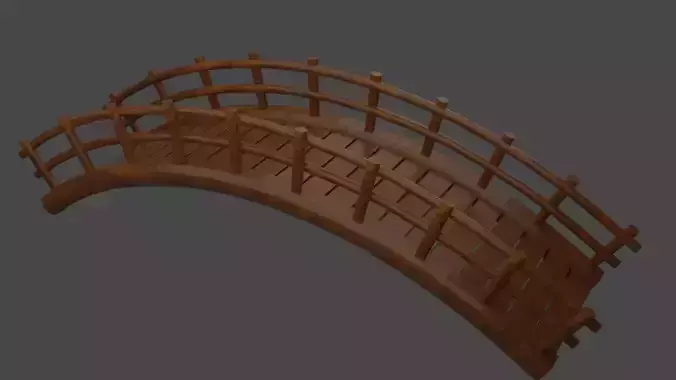 3D Bridge Model wooden Free low-poly 3D model