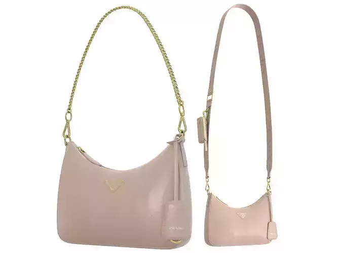 Prada Padded Nappa leather Re-Edition Shoulder Bag Cream Low-poly 3D model
