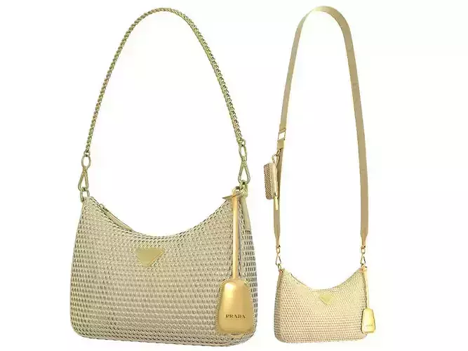 Prada Padded Nappa Re-Edition Shoulder Bag Gold Low-poly 3D model