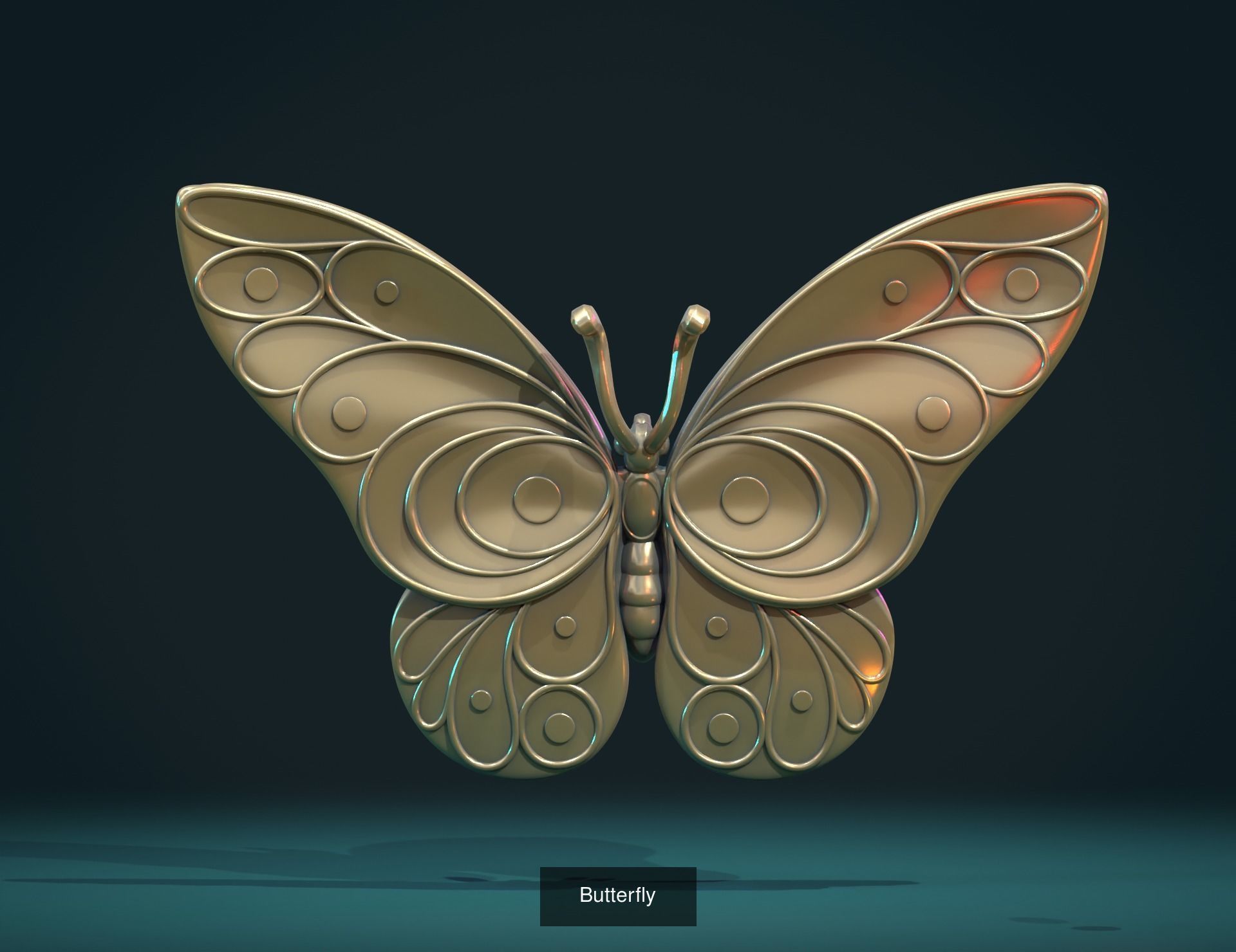 Butterflies golden butterfly 3D Model Collection_4