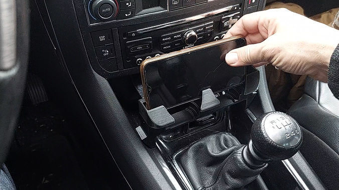 Double Cupholder-Phoneholder for Citroen C5 X7 3D print model 3