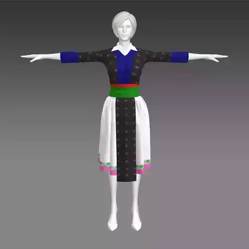 Hmong girl beautiful fashion clothes  3D model
