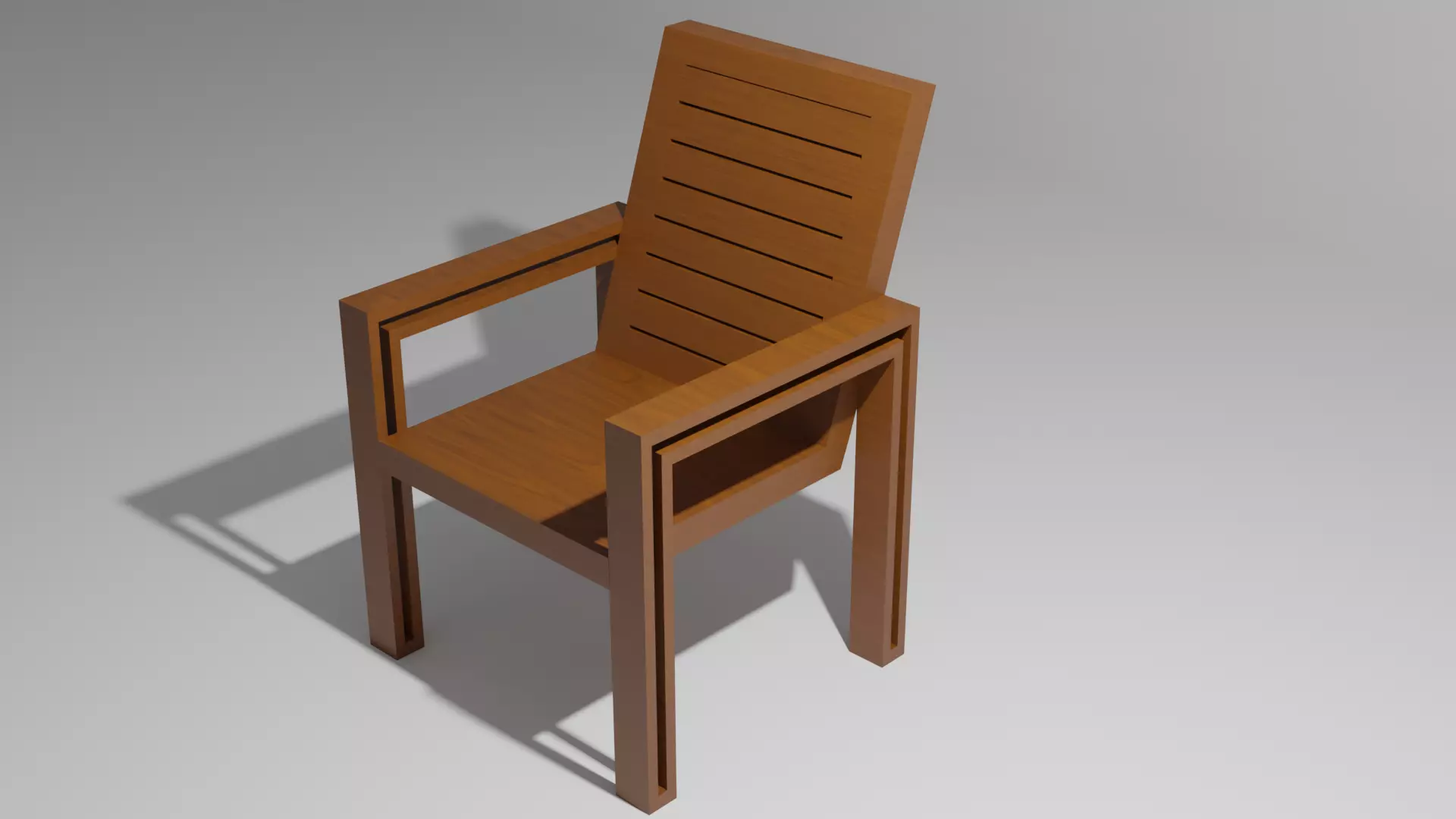 Wooden Chair Low-poly 3D model_0