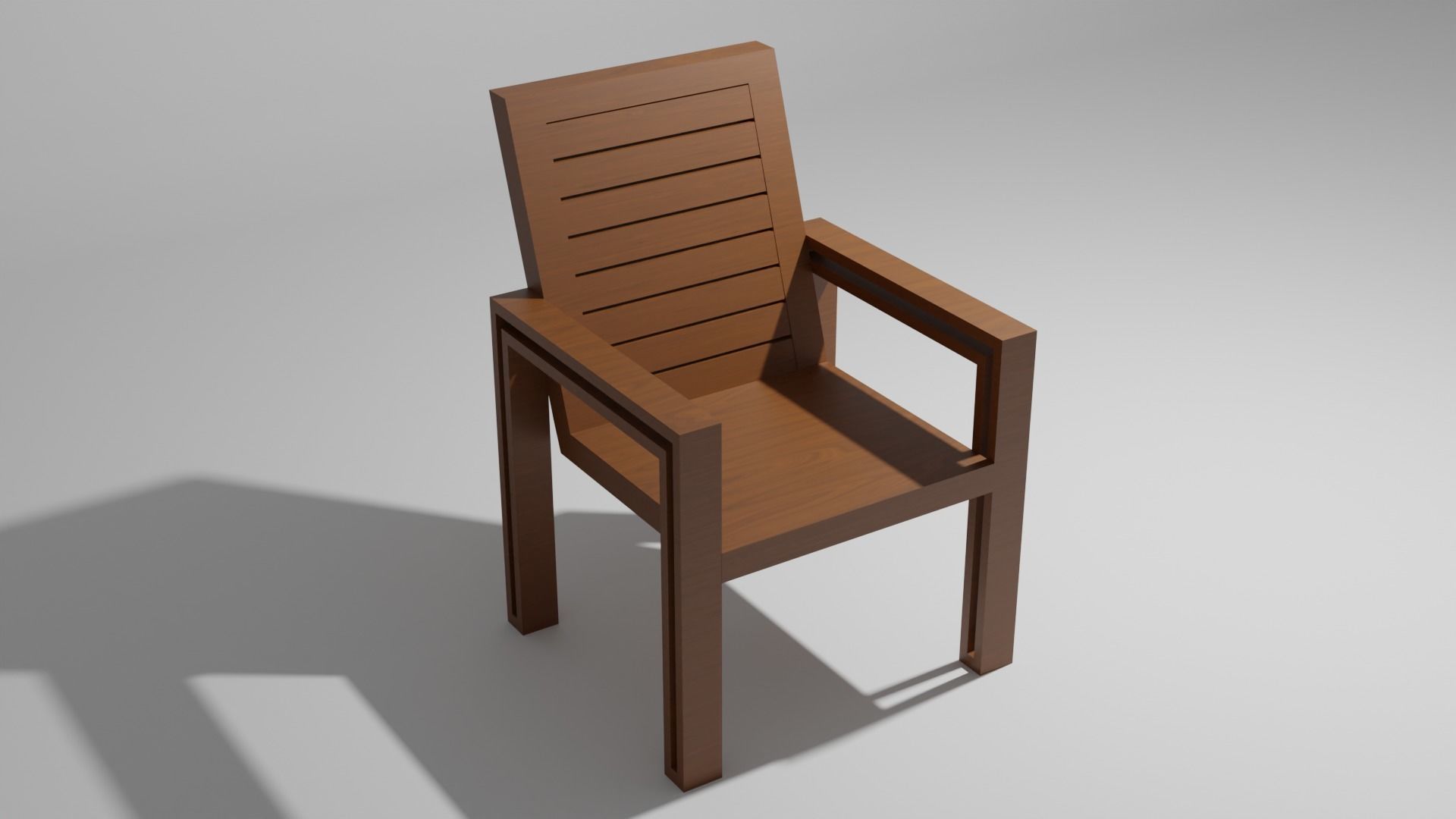 Wooden Chair Low-poly 3D model_1