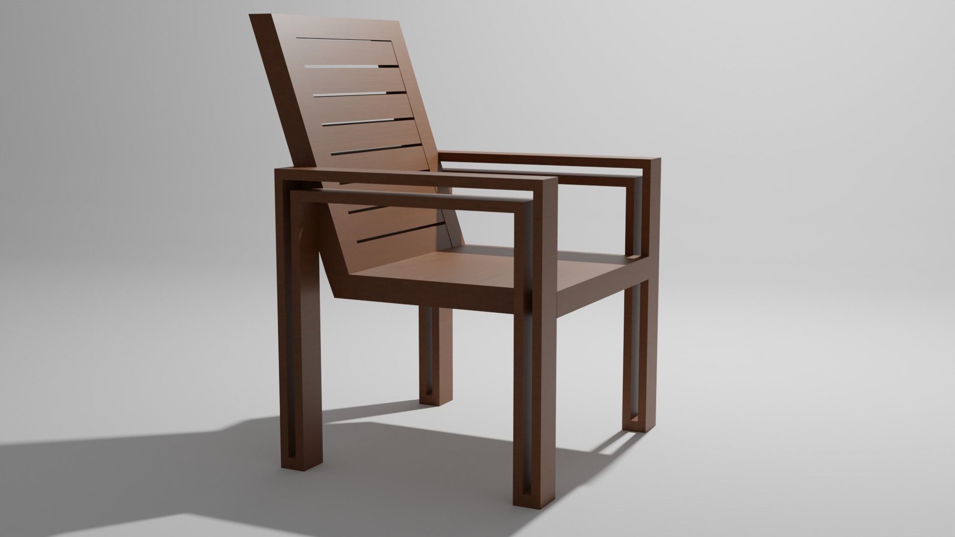 Wooden Chair Low-poly 3D model_5