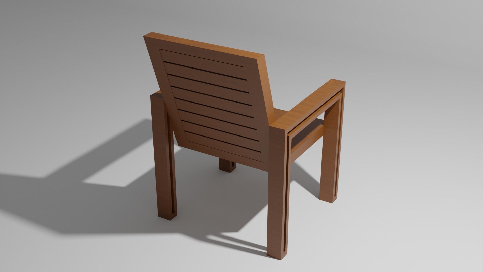 Wooden Chair Low-poly 3D model_2