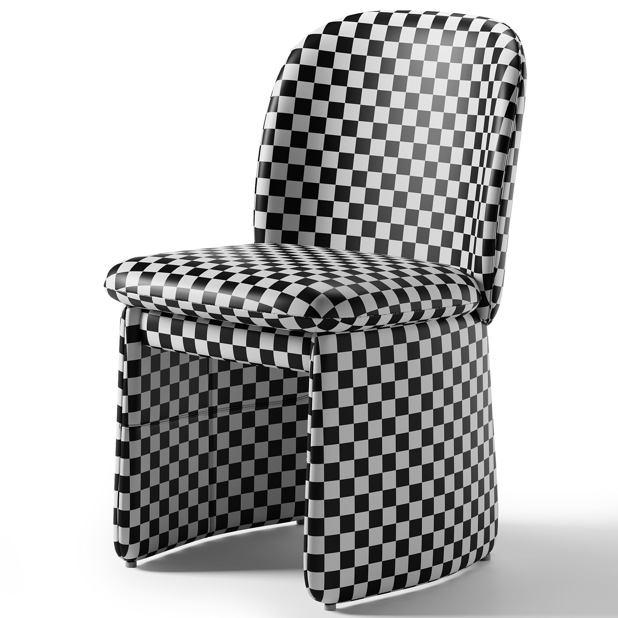 Dining Set checkered chair with pattern Low-poly 3D model_2