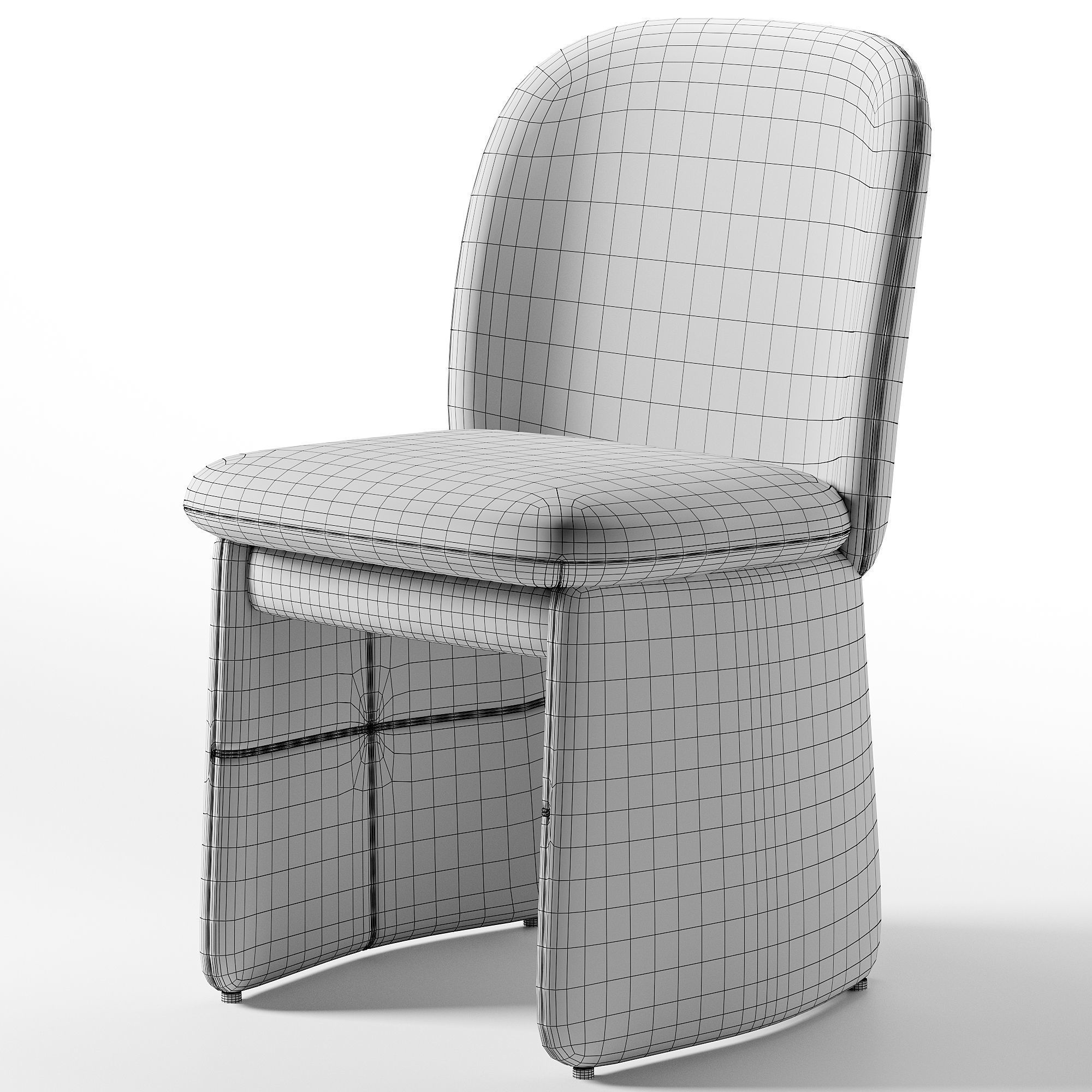 Dining Set checkered chair with pattern Low-poly 3D model_3