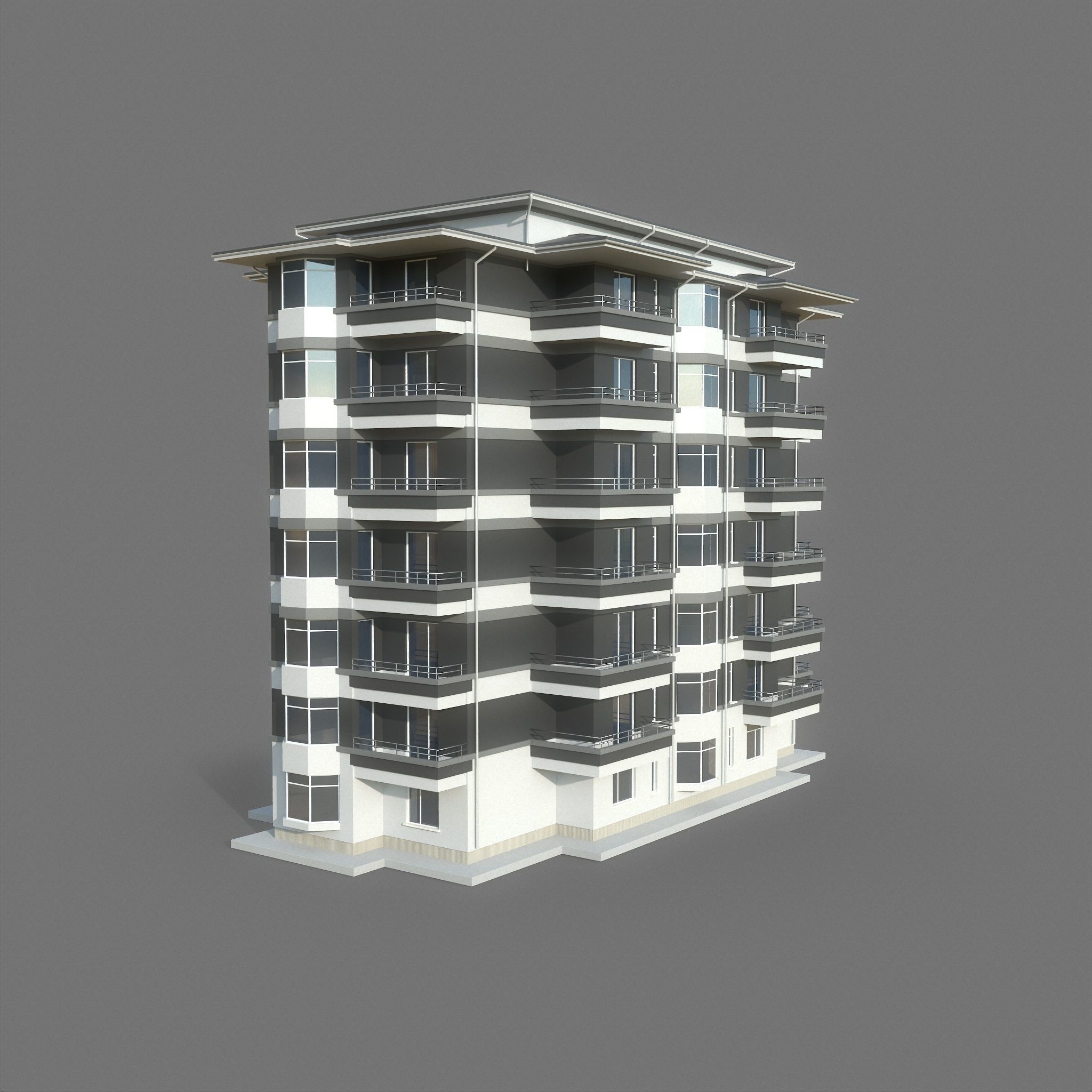 Residential Apartment Building 2 Low-poly 3D model_9