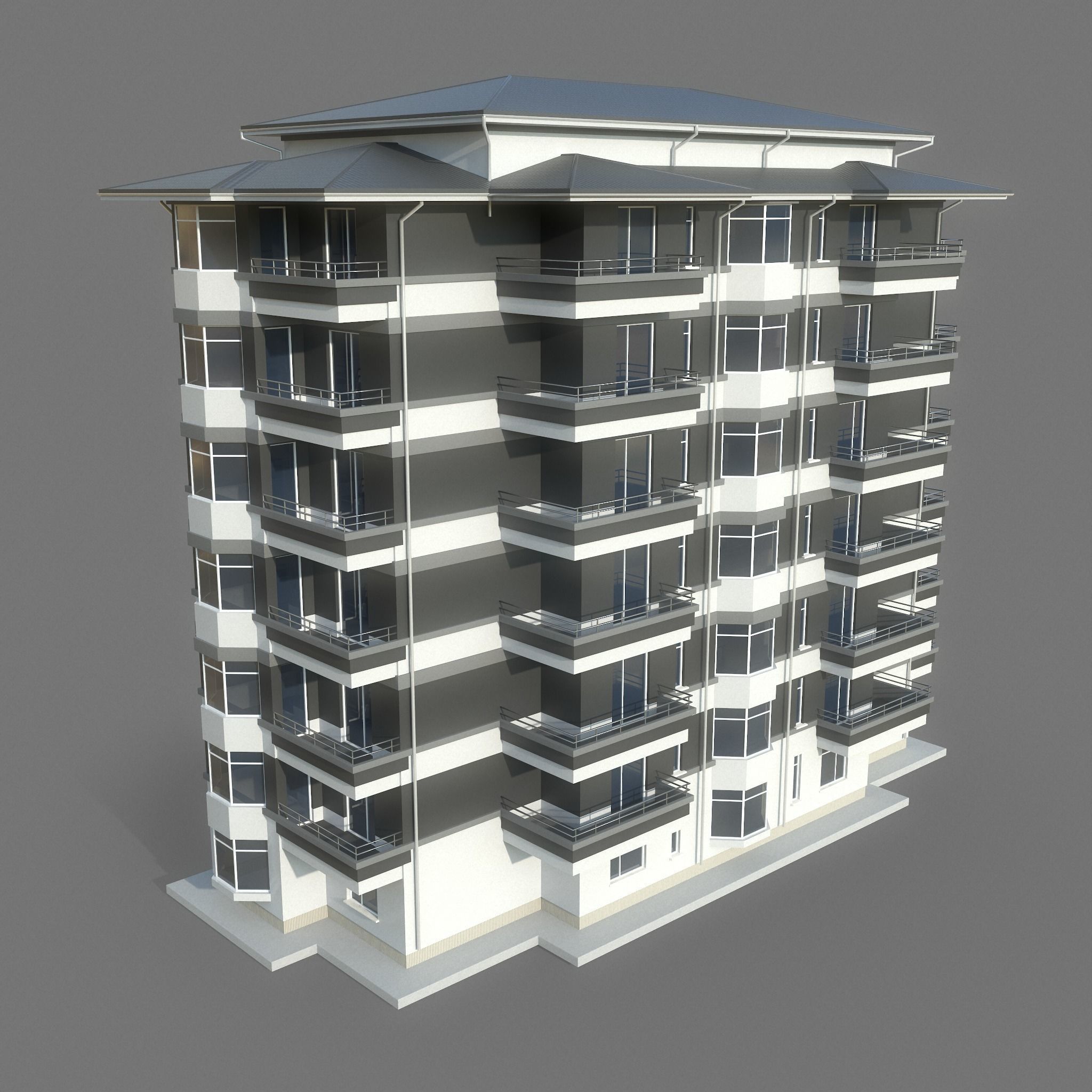 Residential Apartment Building 2 Low-poly 3D model_8