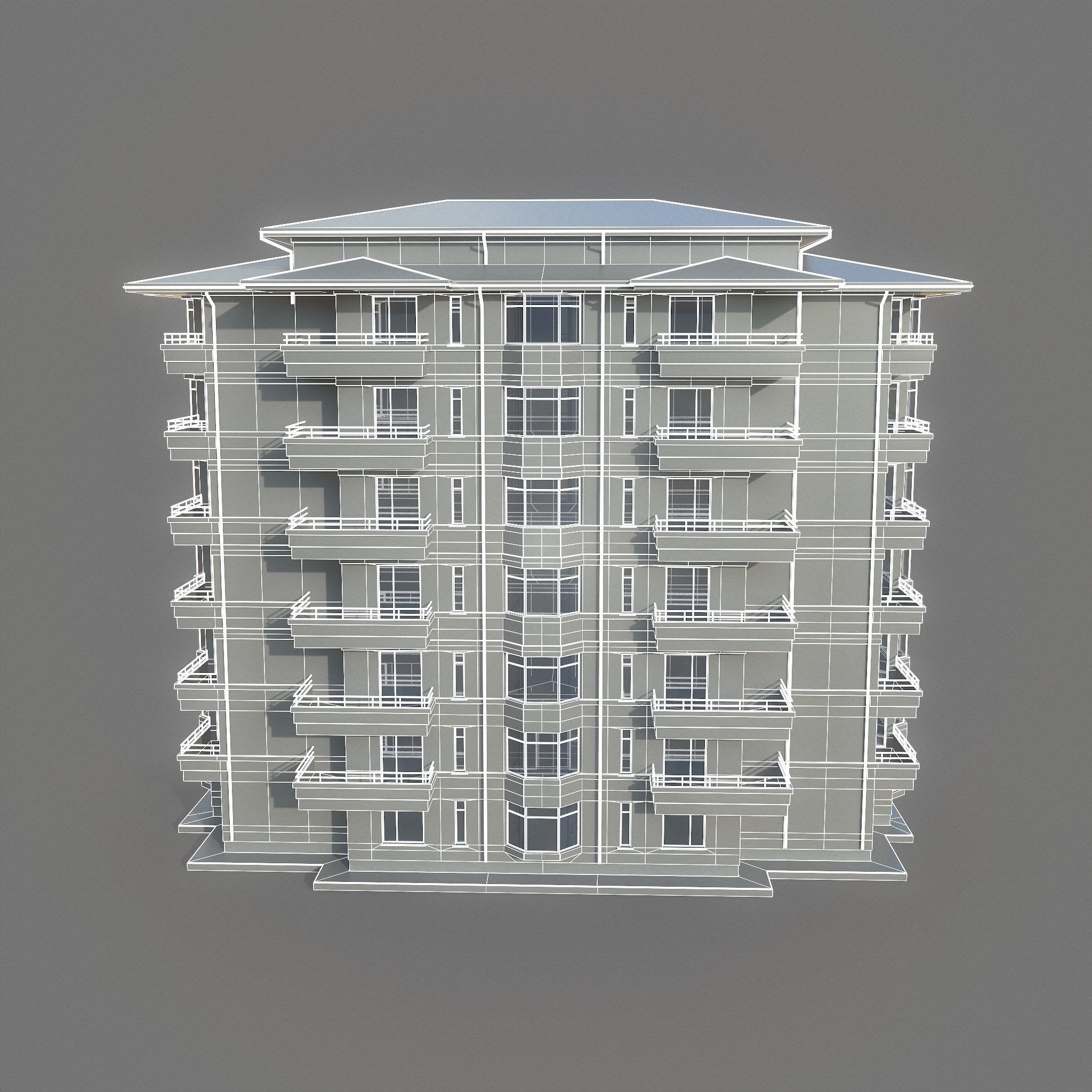 Residential Apartment Building 2 Low-poly 3D model_6