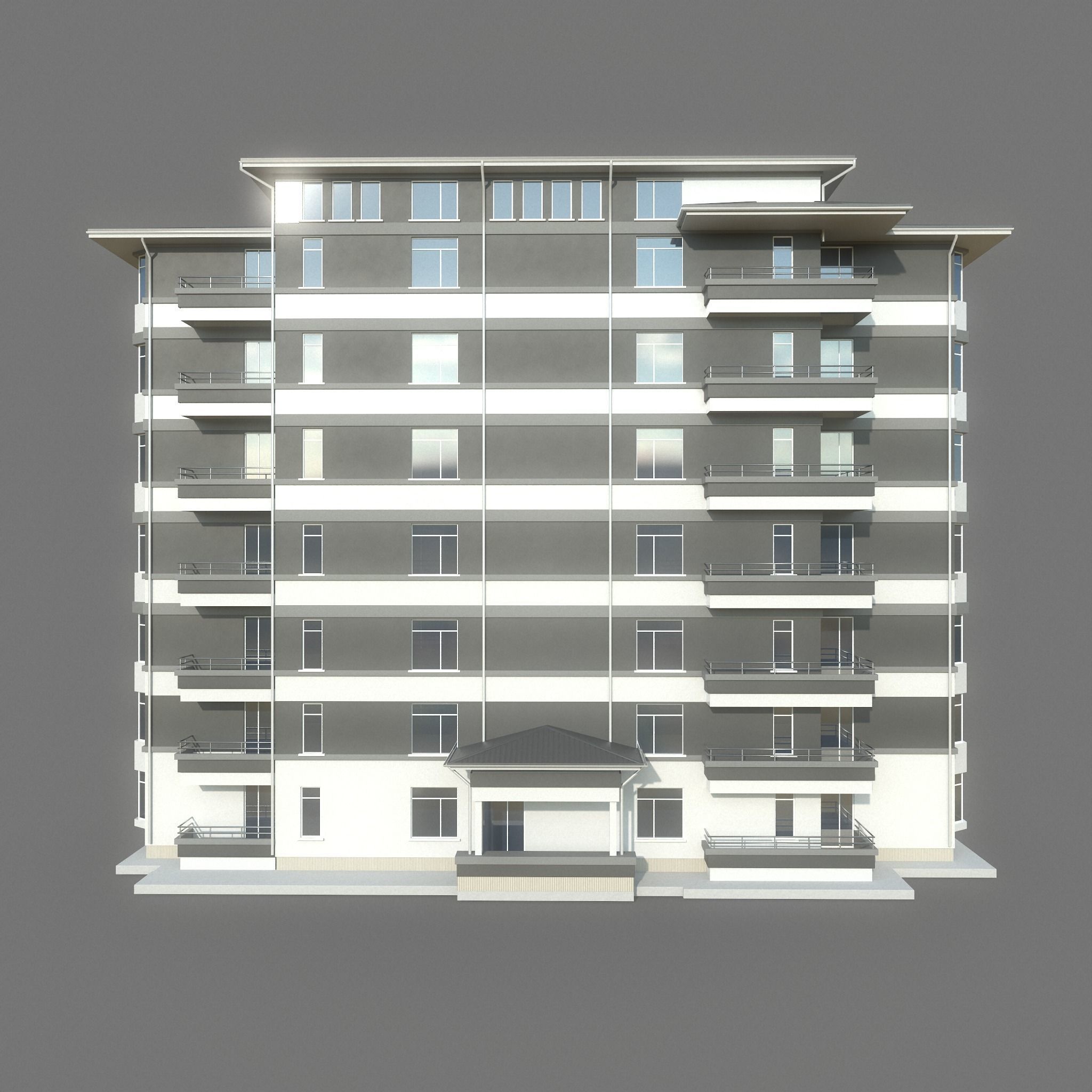 Residential Apartment Building 2 Low-poly 3D model_1