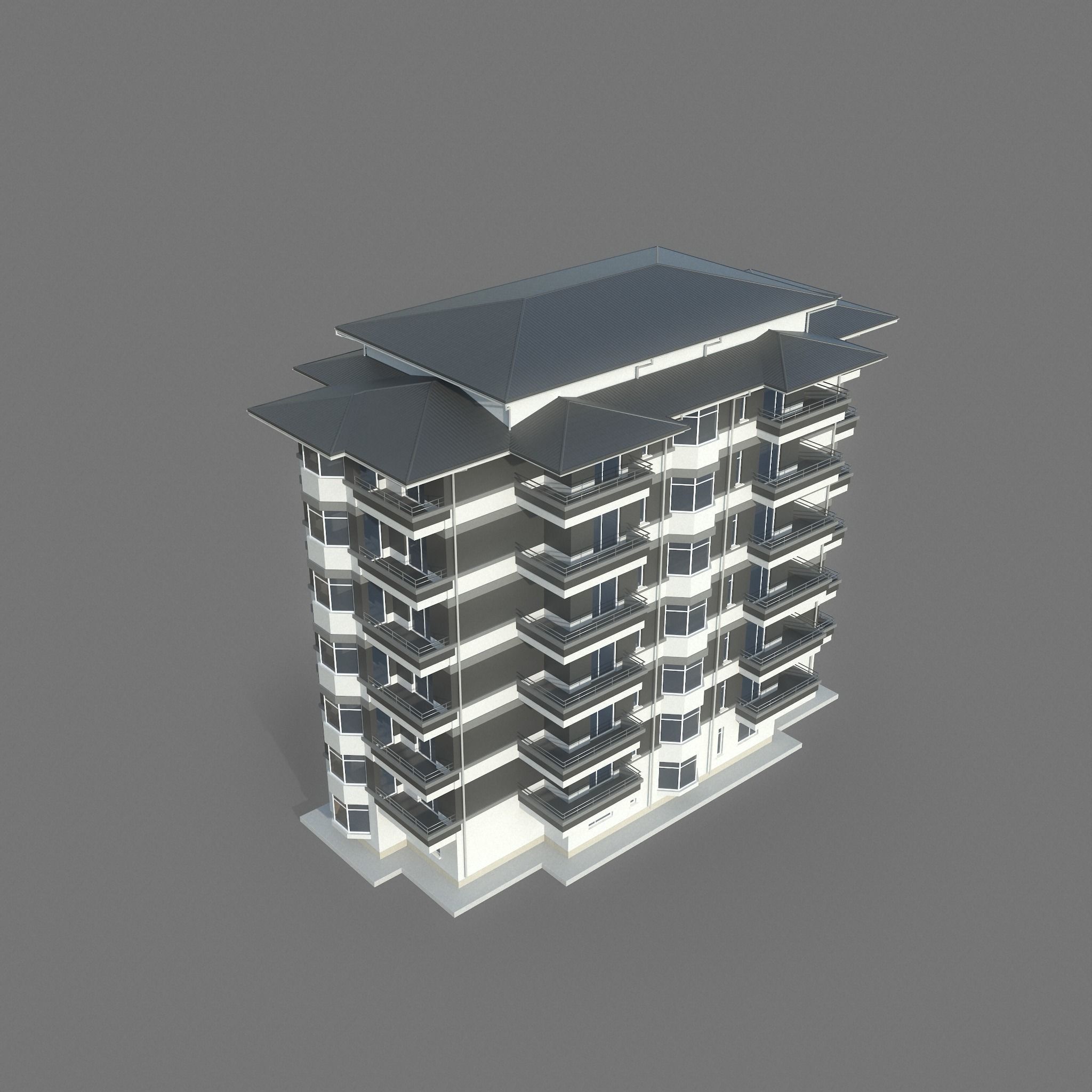 Residential Apartment Building 2 Low-poly 3D model_3