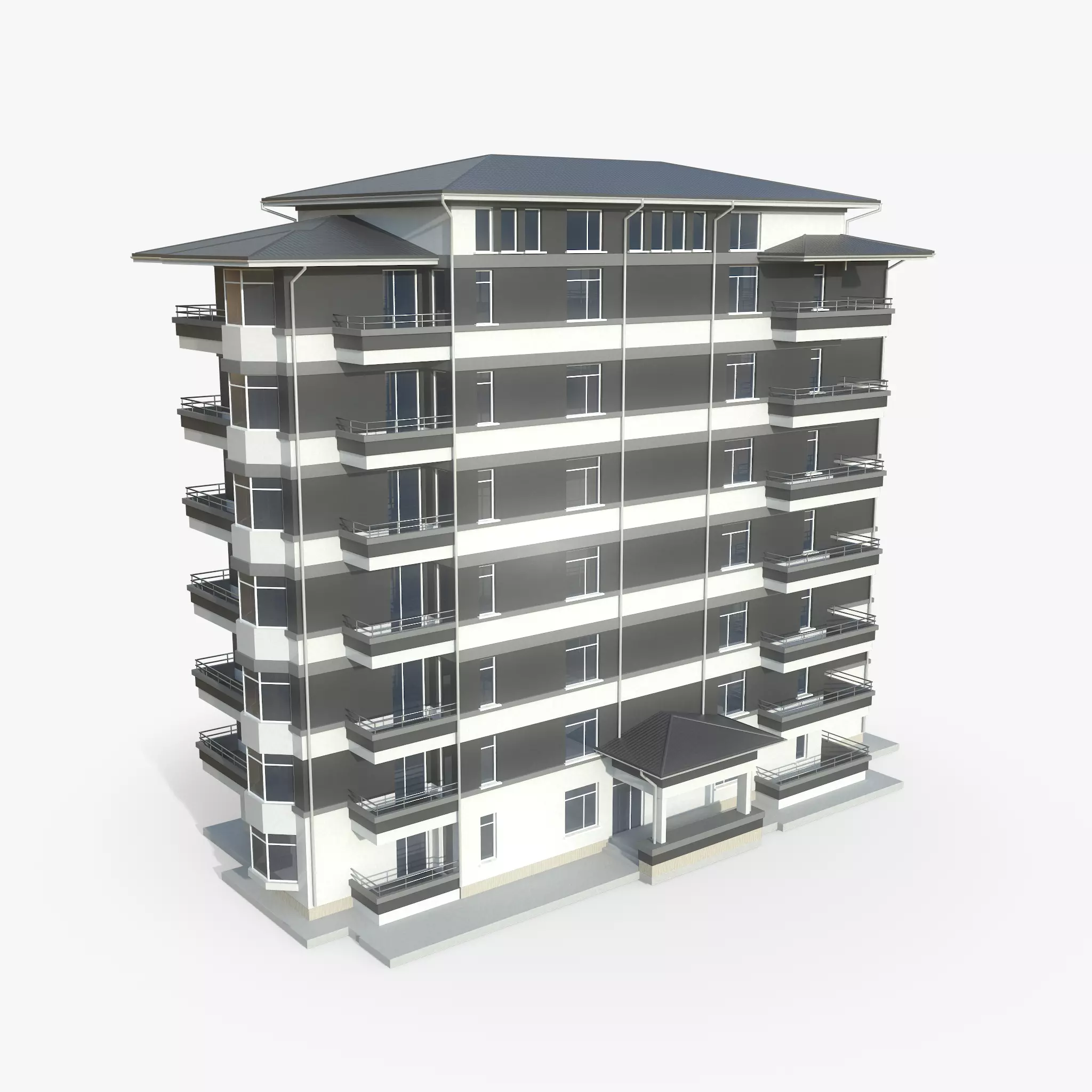Residential Apartment Building 2 Low-poly 3D model_0