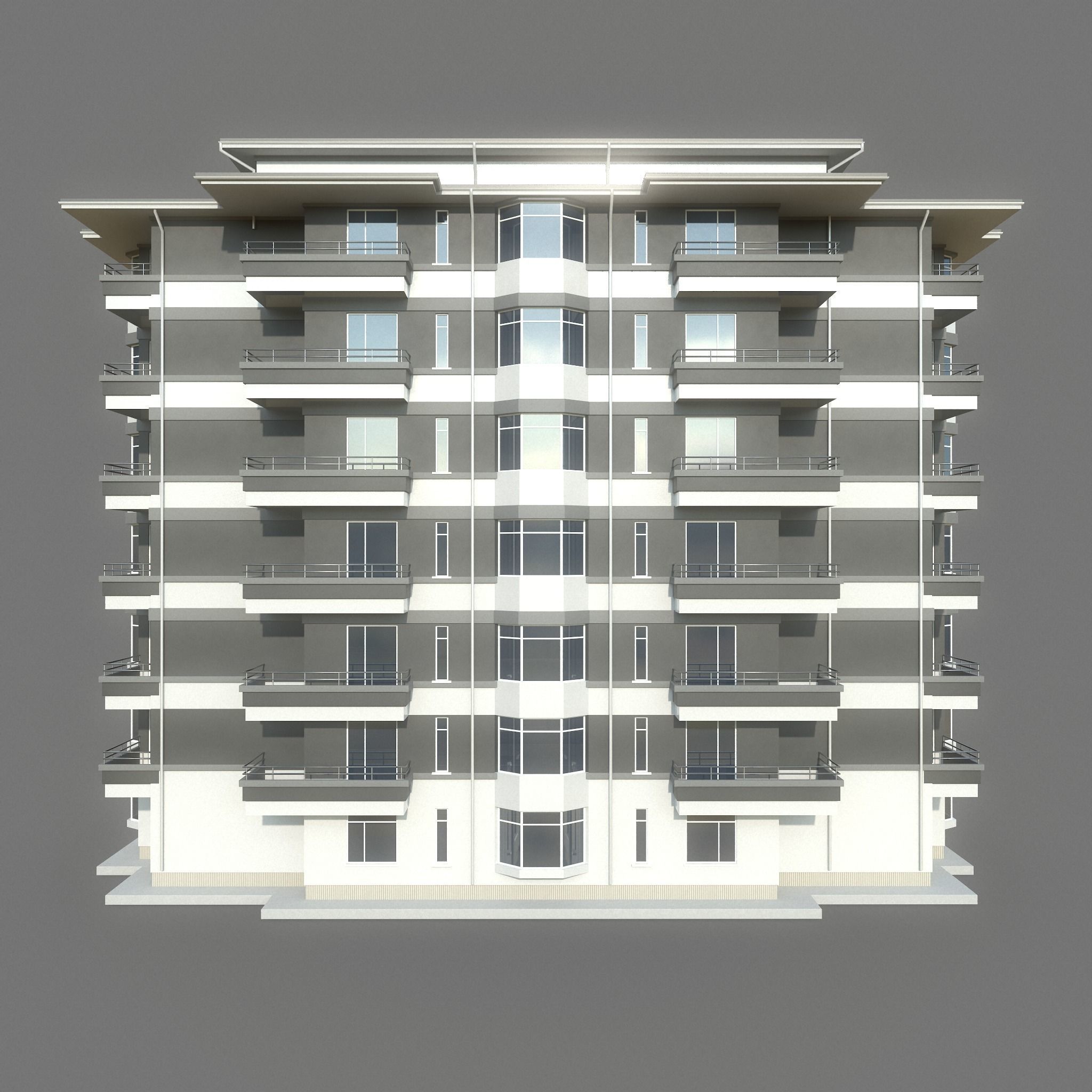 Residential Apartment Building 2 Low-poly 3D model_4
