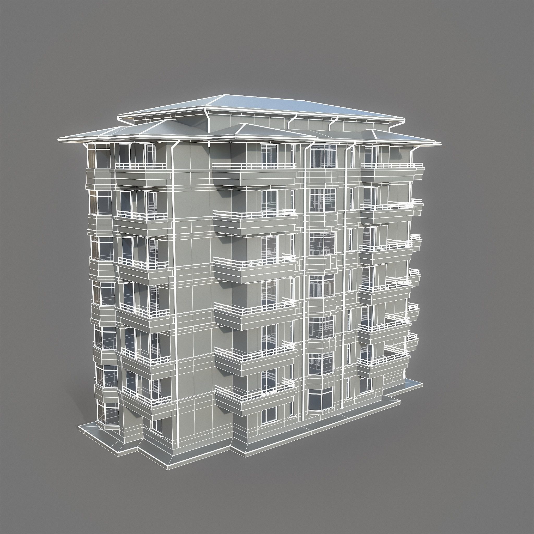 Residential Apartment Building 2 Low-poly 3D model_11