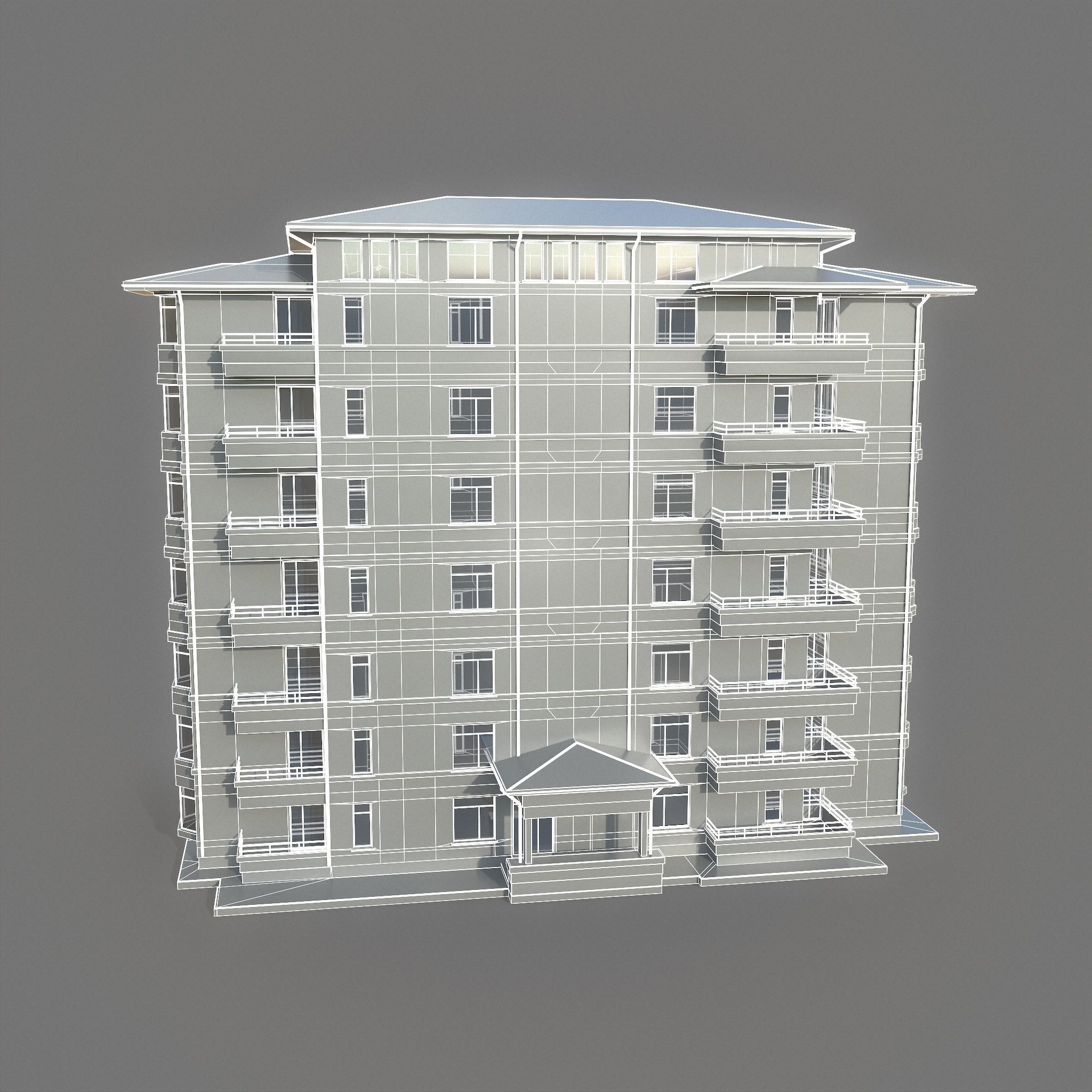 Residential Apartment Building 2 Low-poly 3D model_5