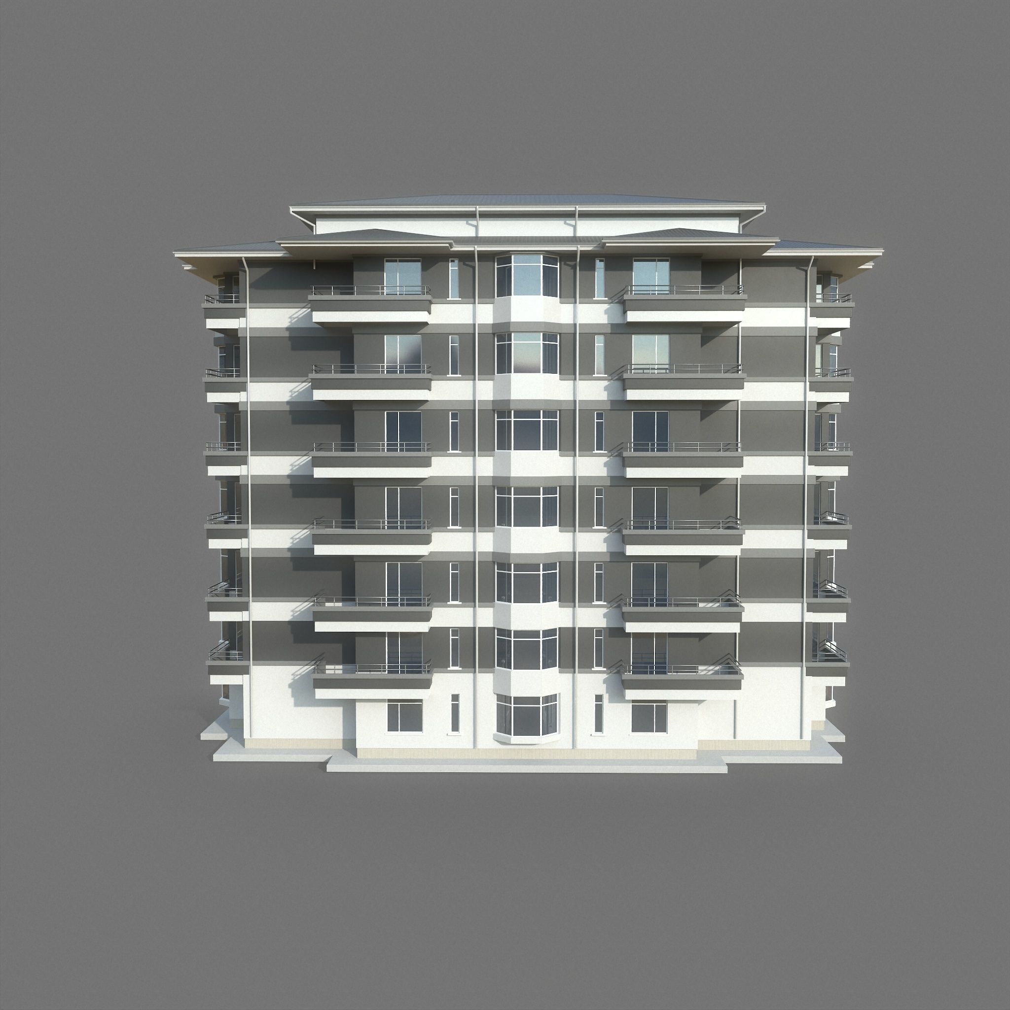 Residential Apartment Building 2 Low-poly 3D model_10