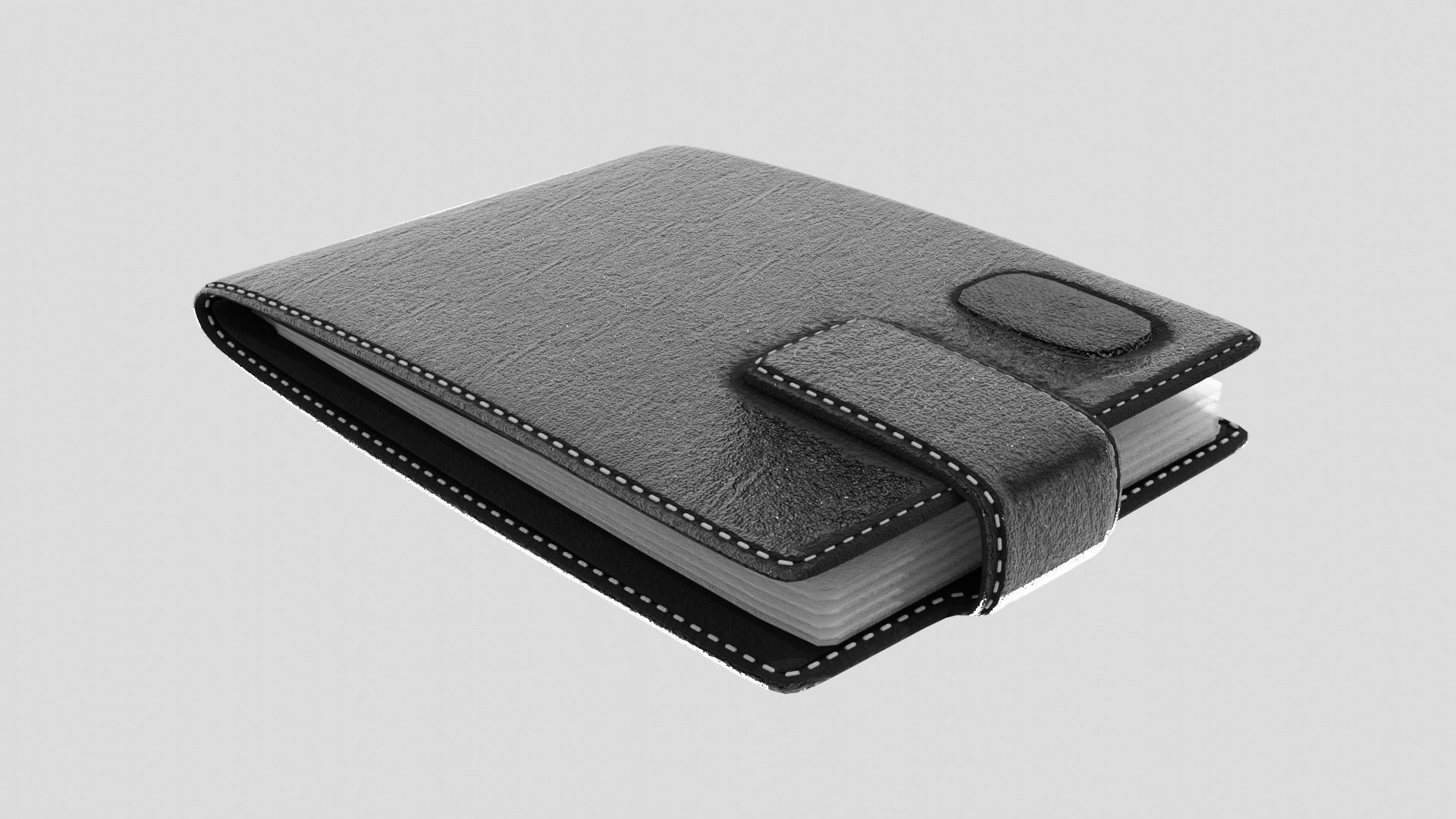 the wallet leather journal with zipper 3D model_2