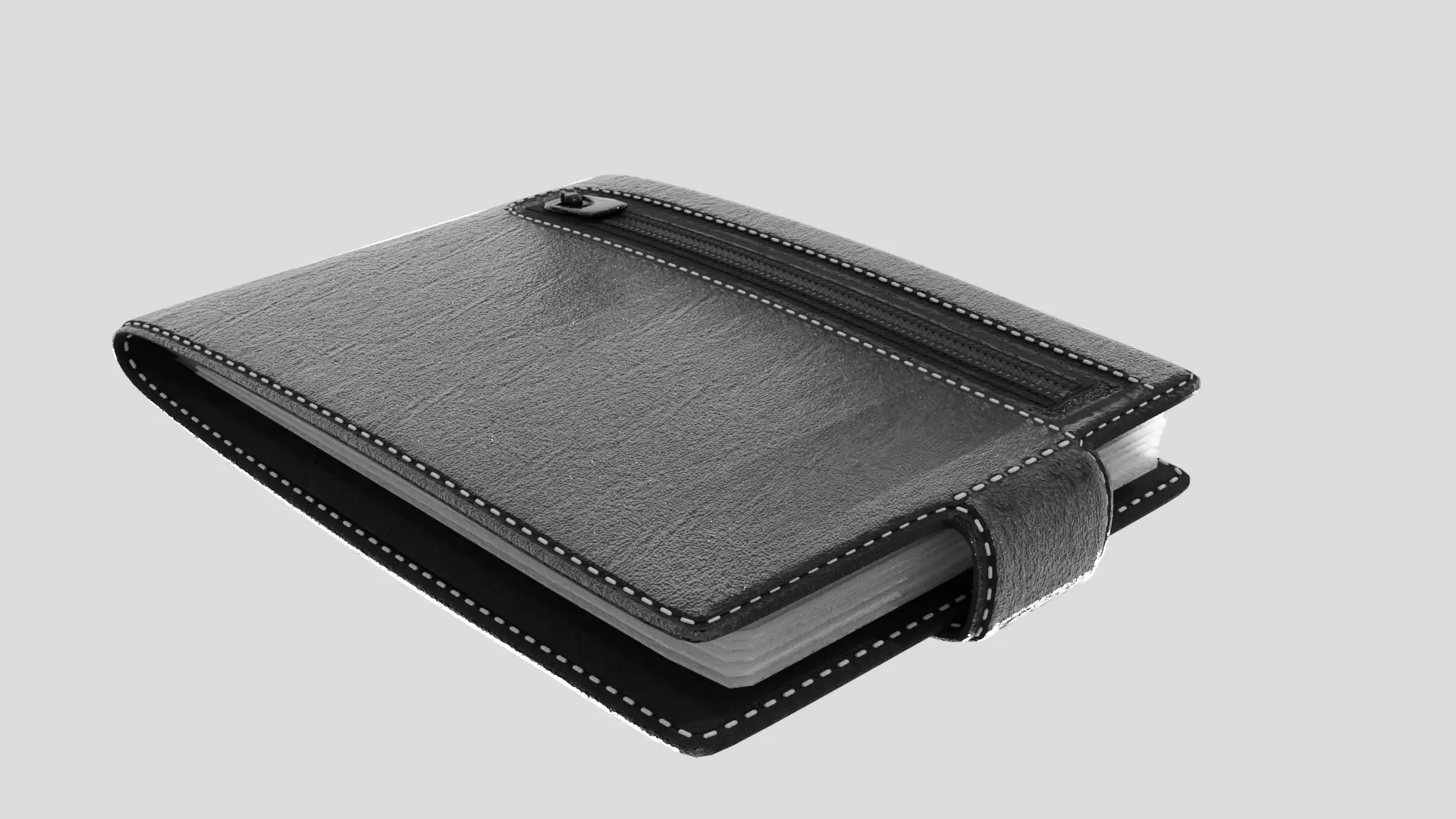 the wallet leather journal with zipper 3D model_0